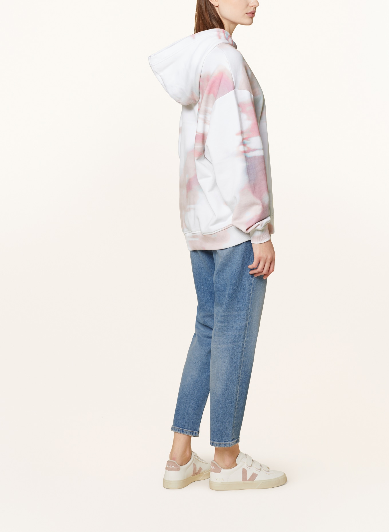 Calvin Klein Jeans Bluza z kapturem oversize, Kolor: BIAŁY/ BRUDNY RÓŻ/ MIĘTOWY (Obrazek 4)
