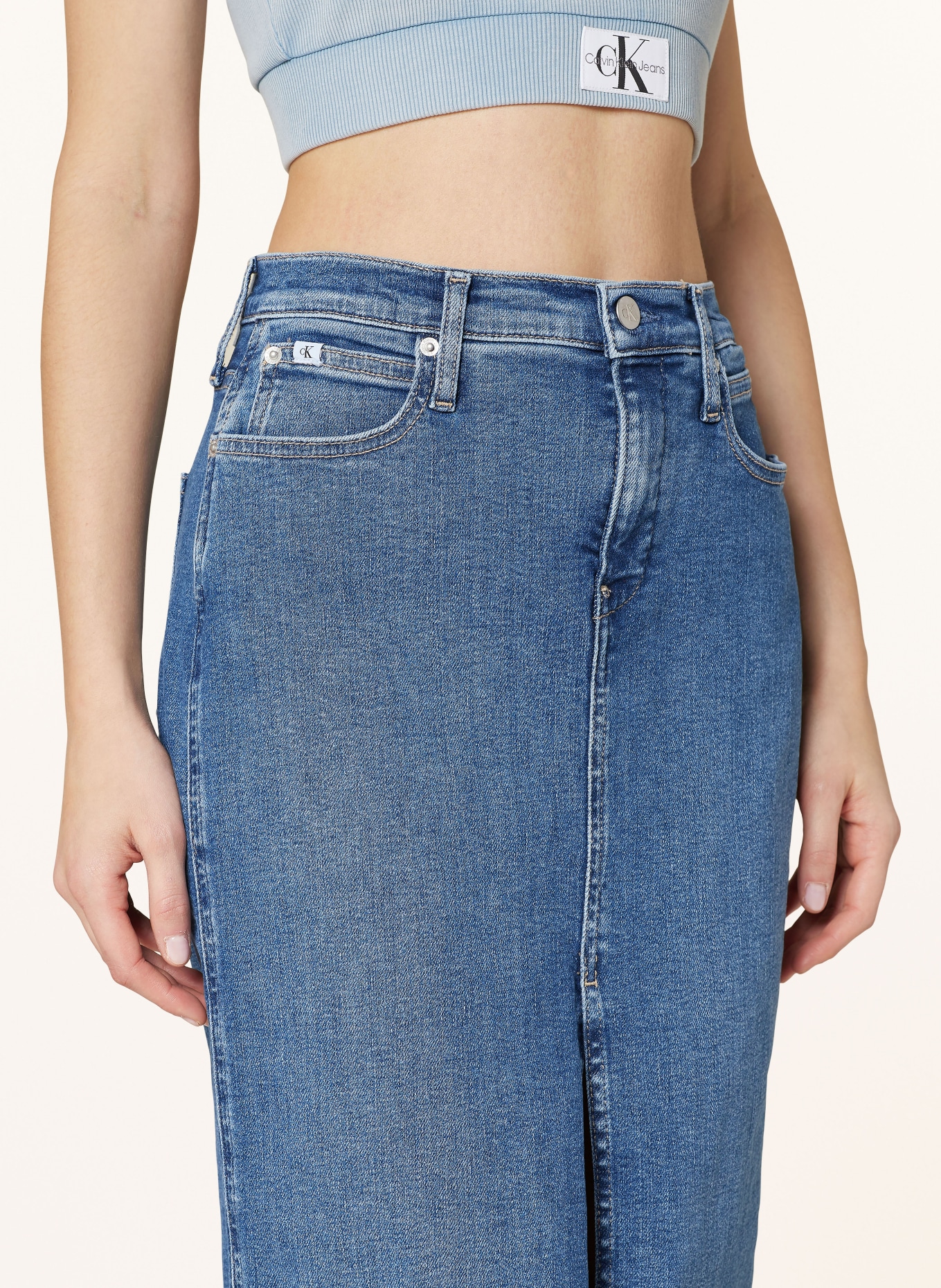 Calvin Klein Jeans Džínová sukně, Barva: MODRÁ (Obrázek 4)