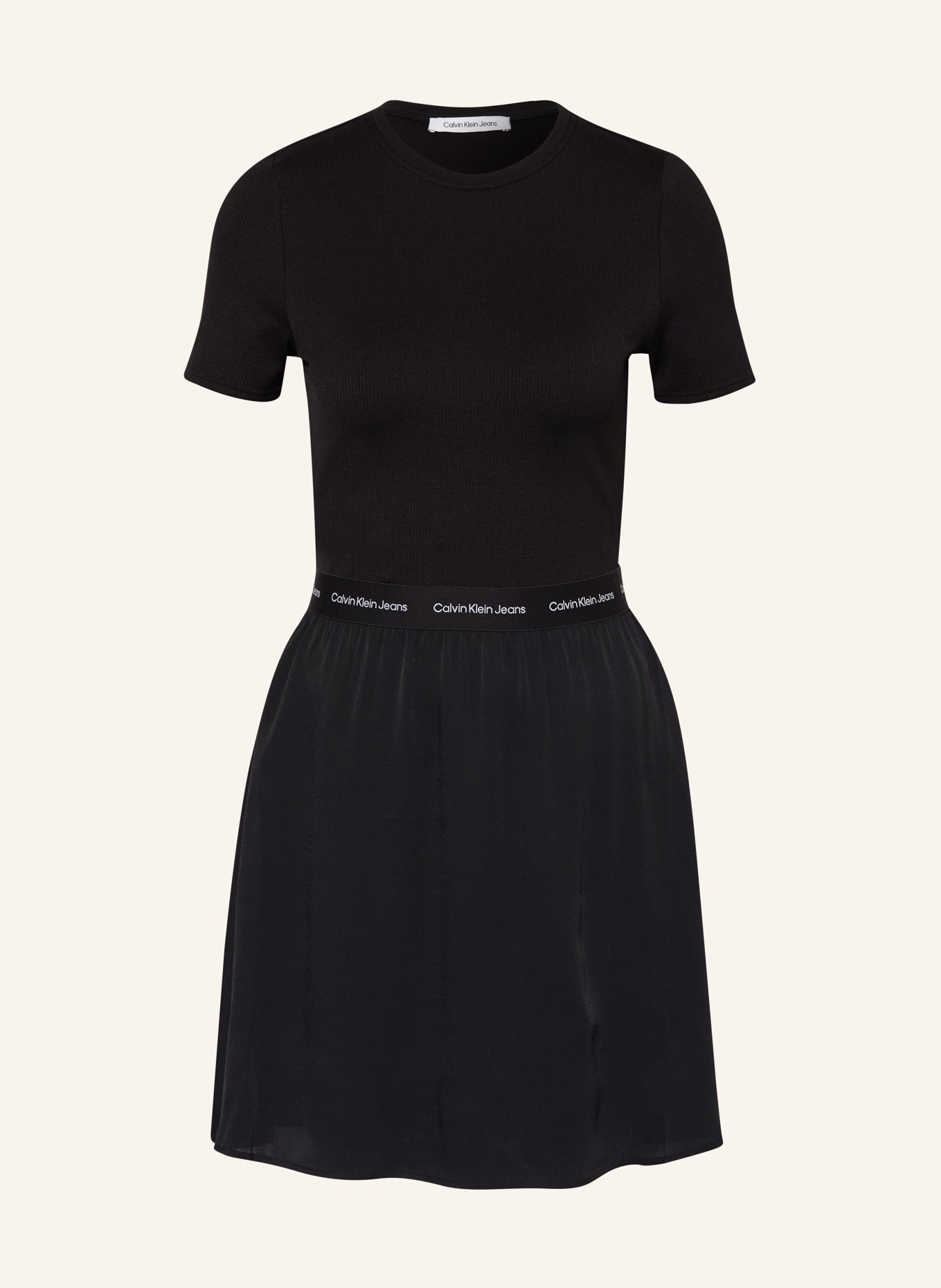 Calvin Klein Jeans Kleid im Materialmix, Farbe: SCHWARZ (Bild 1)