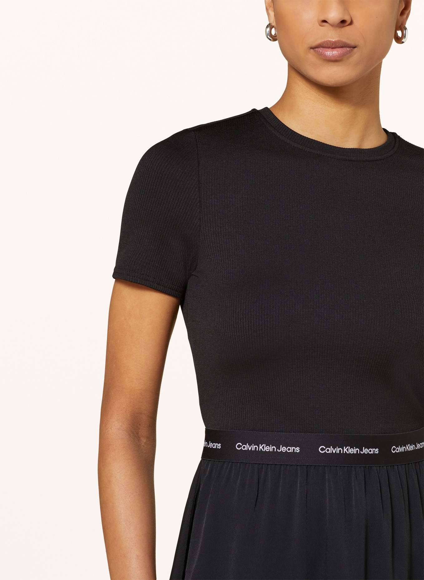 Calvin Klein Jeans Kleid im Materialmix, Farbe: SCHWARZ (Bild 4)
