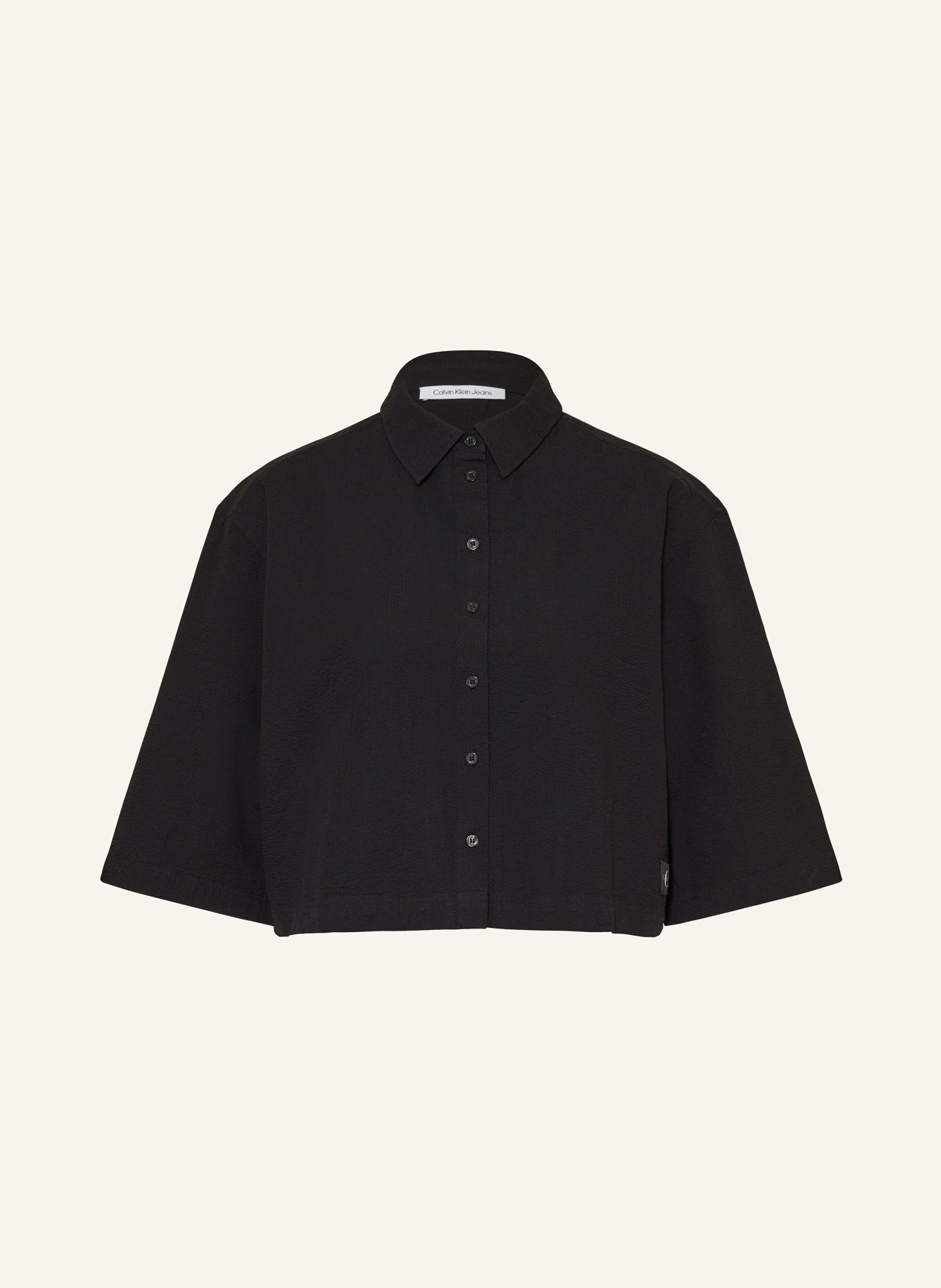 Calvin Klein Jeans Cropped shirt blouse with cut-out, Color: BLACK (Image 1)