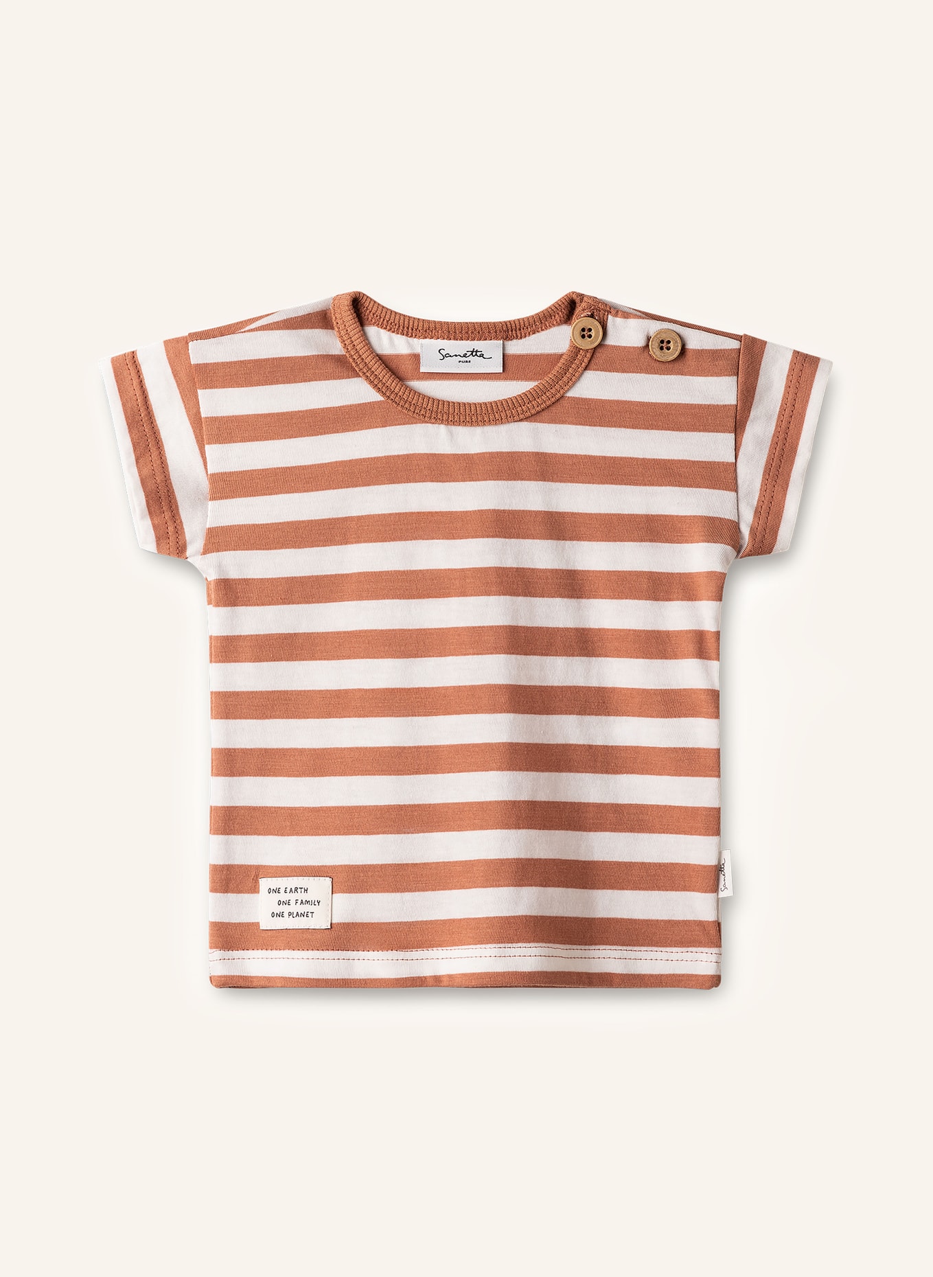 Sanetta PURE T-Shirt, Farbe: WEISS/ BRAUN (Bild 1)