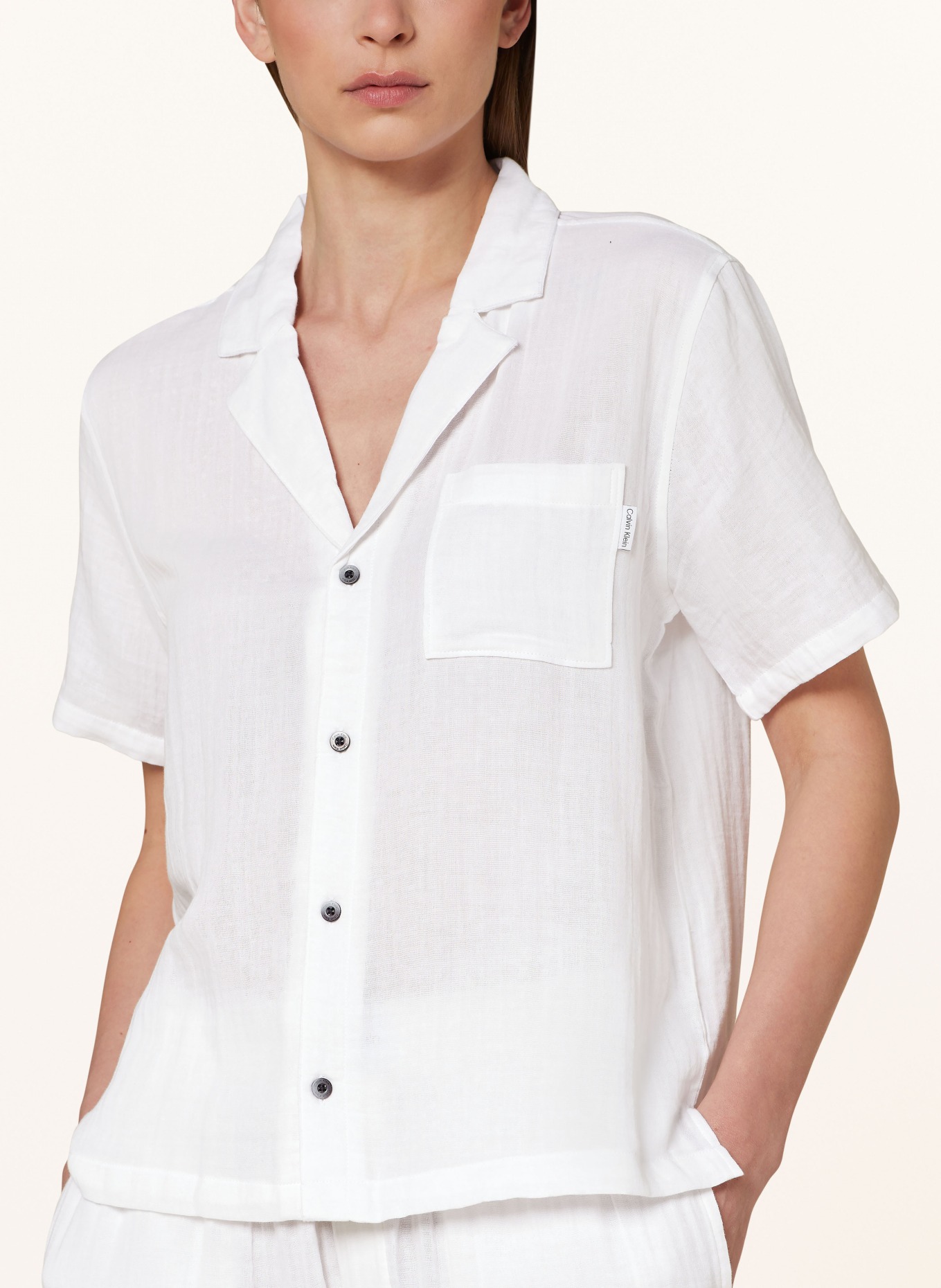 Calvin Klein Pajama shirt PURE TEXTURED, Color: WHITE (Image 4)