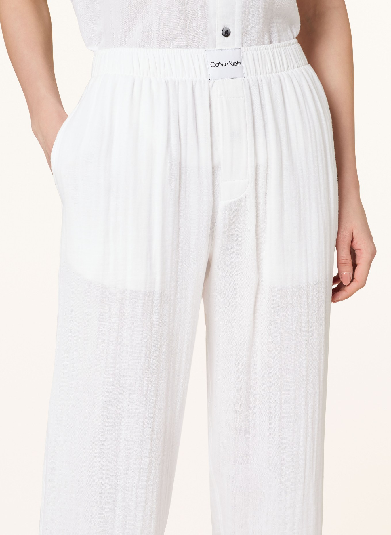 Calvin Klein Pajama pants PURE TEXTURED, Color: WHITE (Image 5)
