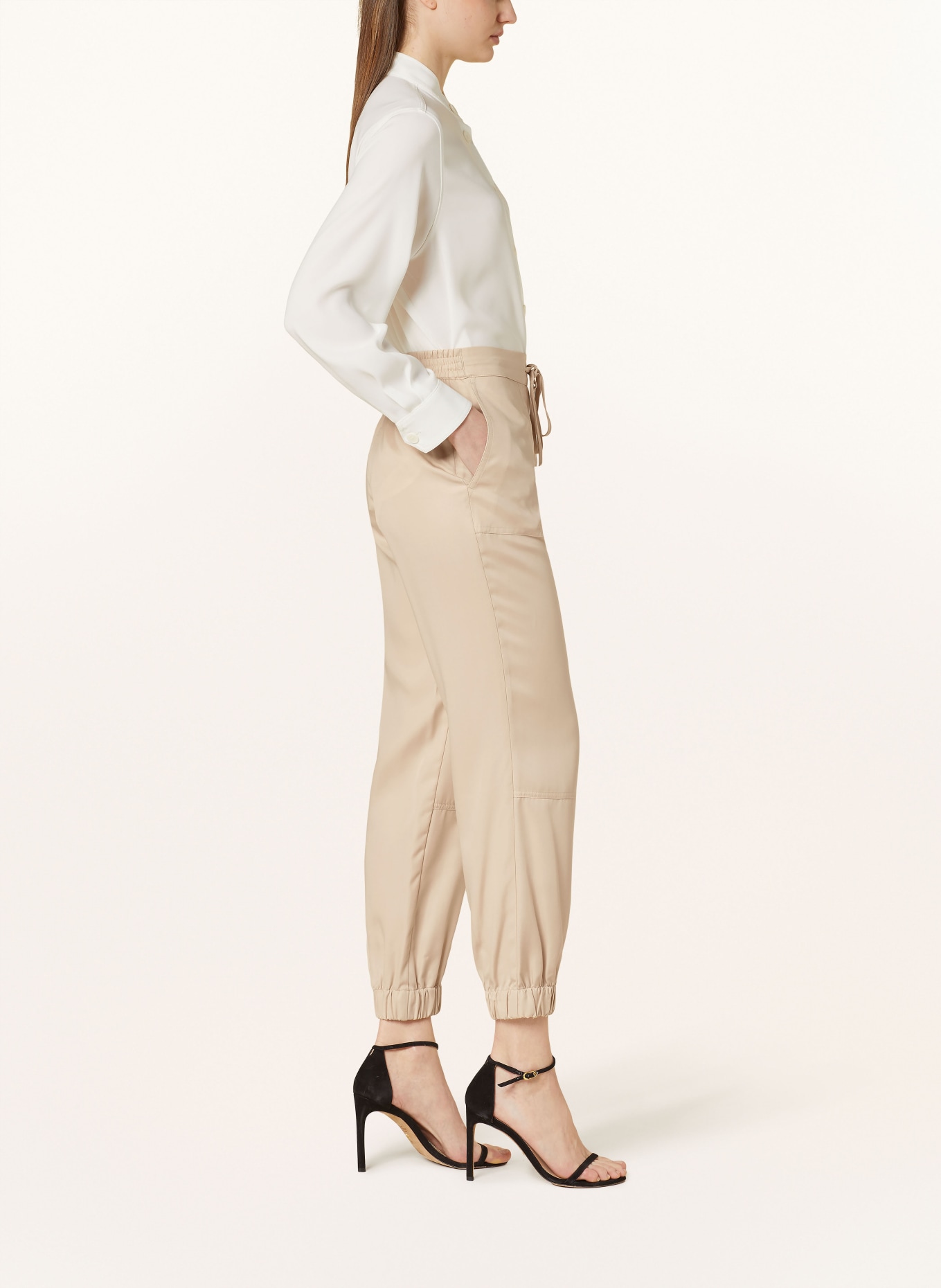 JOOP! Satin pants in jogger style, Color: CREAM (Image 4)