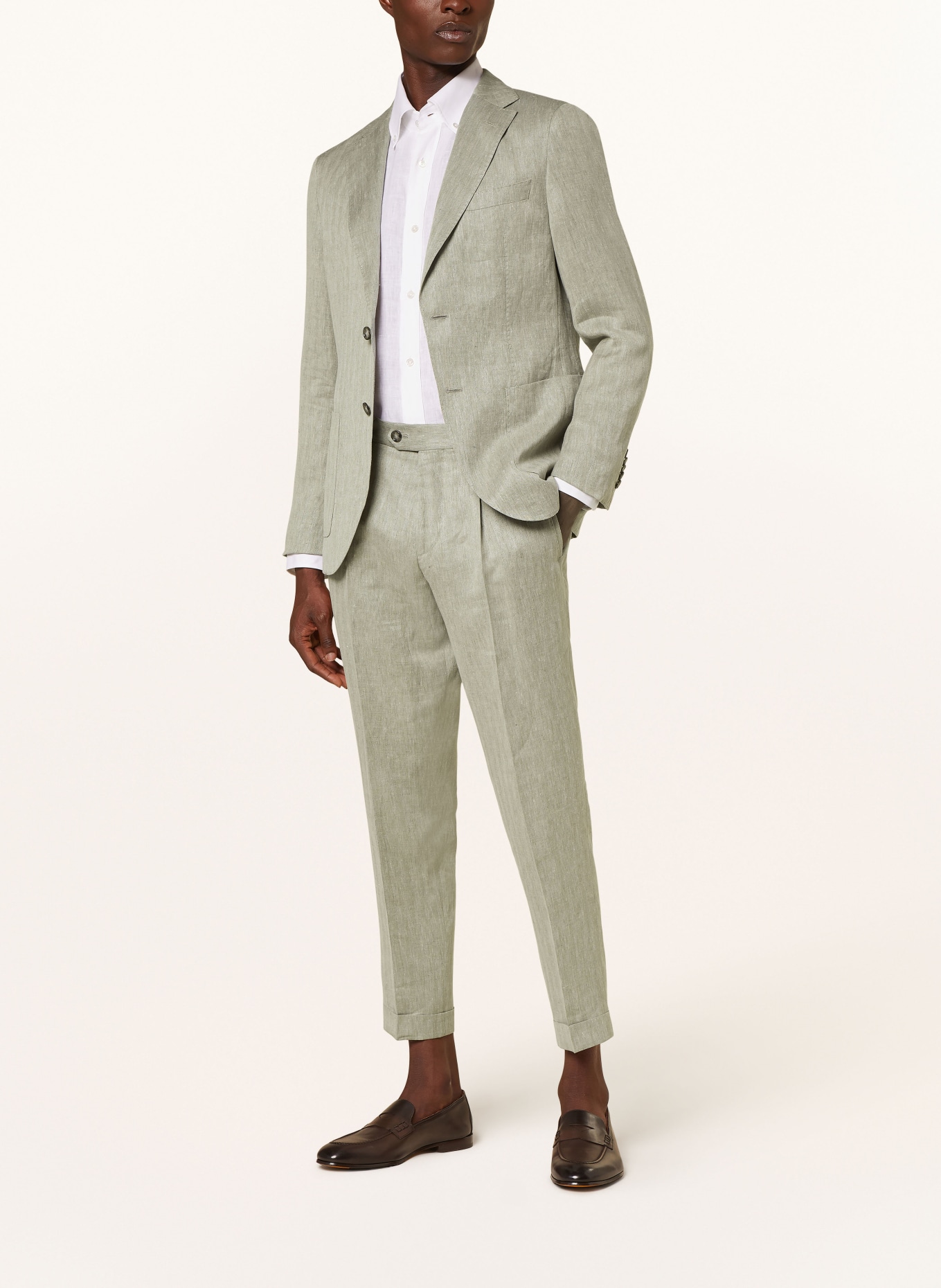 BOSS Suit trousers PEET relaxed fit in linen, Color: 344 OPEN GREEN (Image 2)
