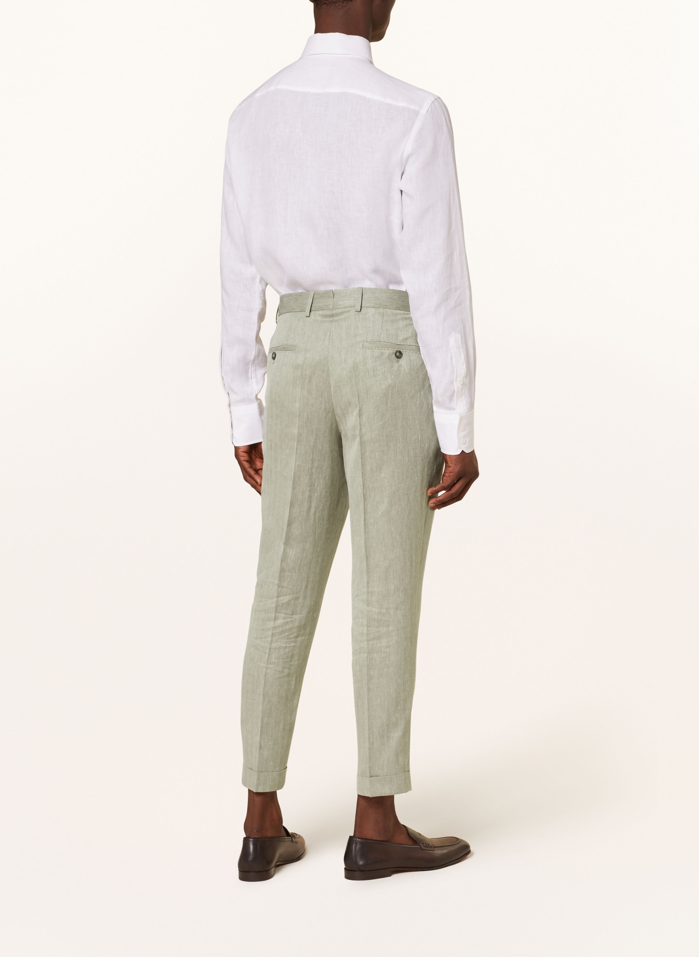 BOSS Suit trousers PEET relaxed fit in linen, Color: 344 OPEN GREEN (Image 4)