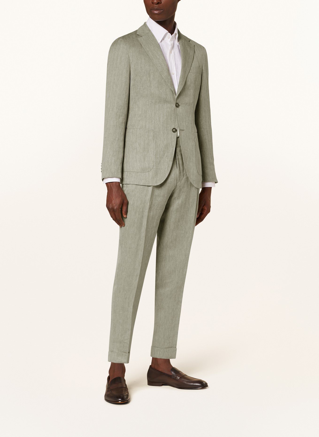 BOSS Suit jacket HESTON slim fit in linen, Color: 344 OPEN GREEN (Image 2)