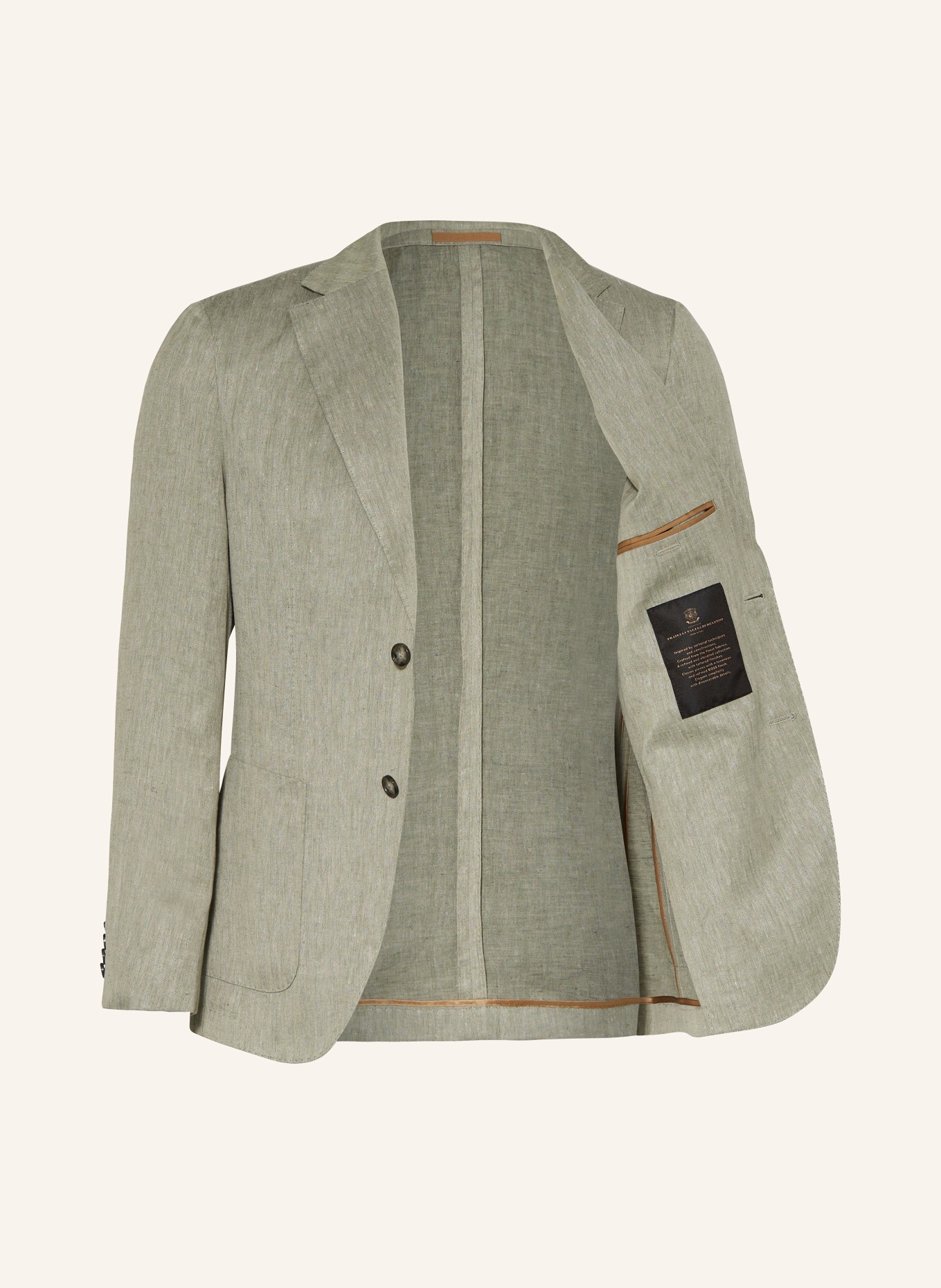 BOSS Suit jacket HESTON slim fit in linen, Color: 344 OPEN GREEN (Image 4)