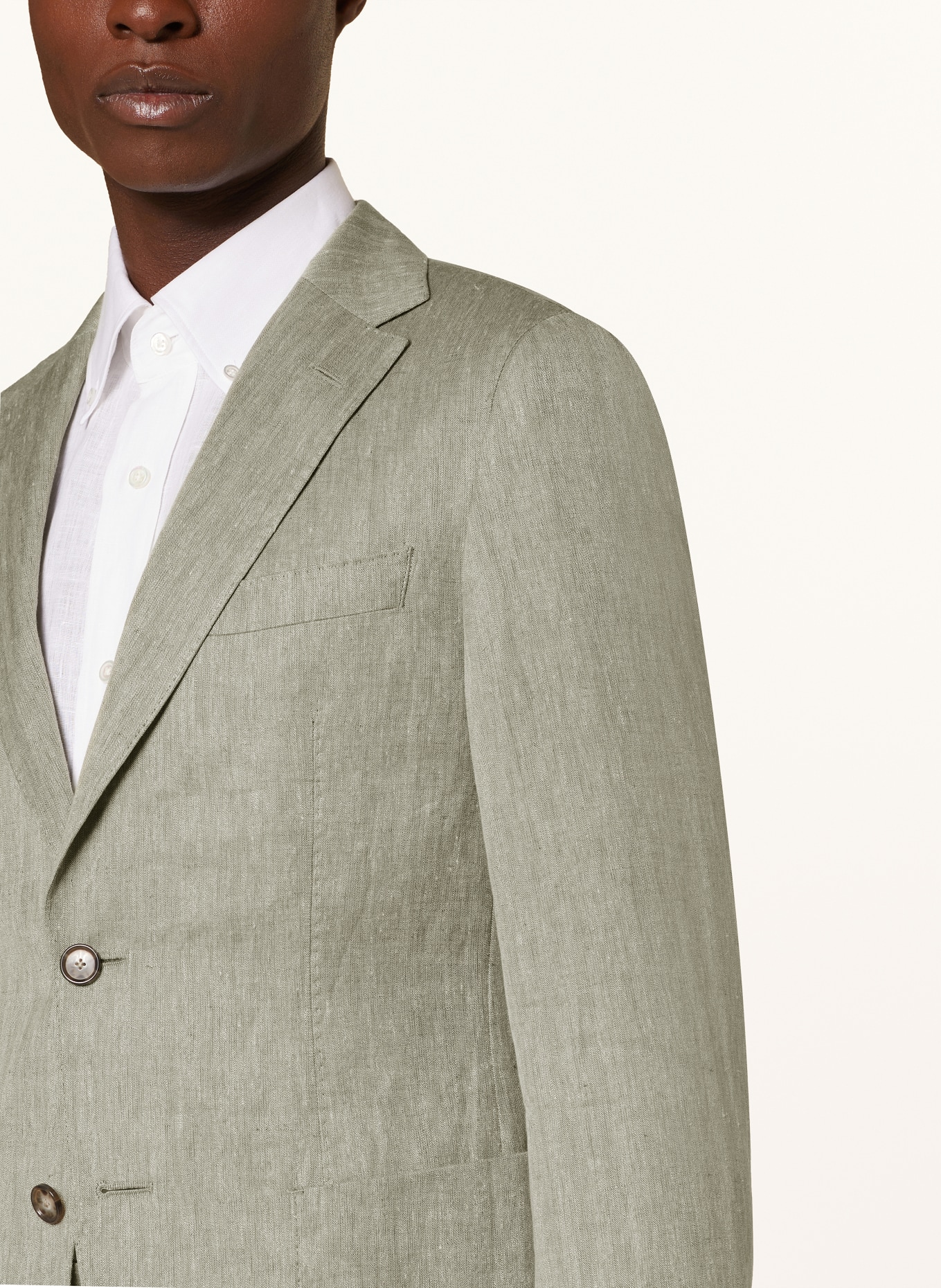 BOSS Suit jacket HESTON slim fit in linen, Color: 344 OPEN GREEN (Image 5)