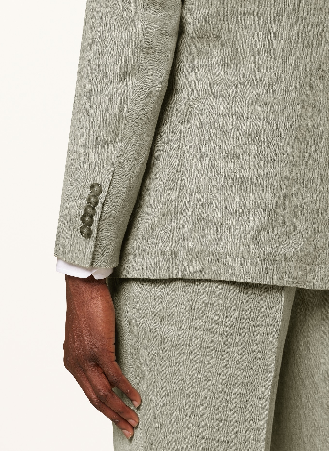 BOSS Suit jacket HESTON slim fit in linen, Color: 344 OPEN GREEN (Image 6)