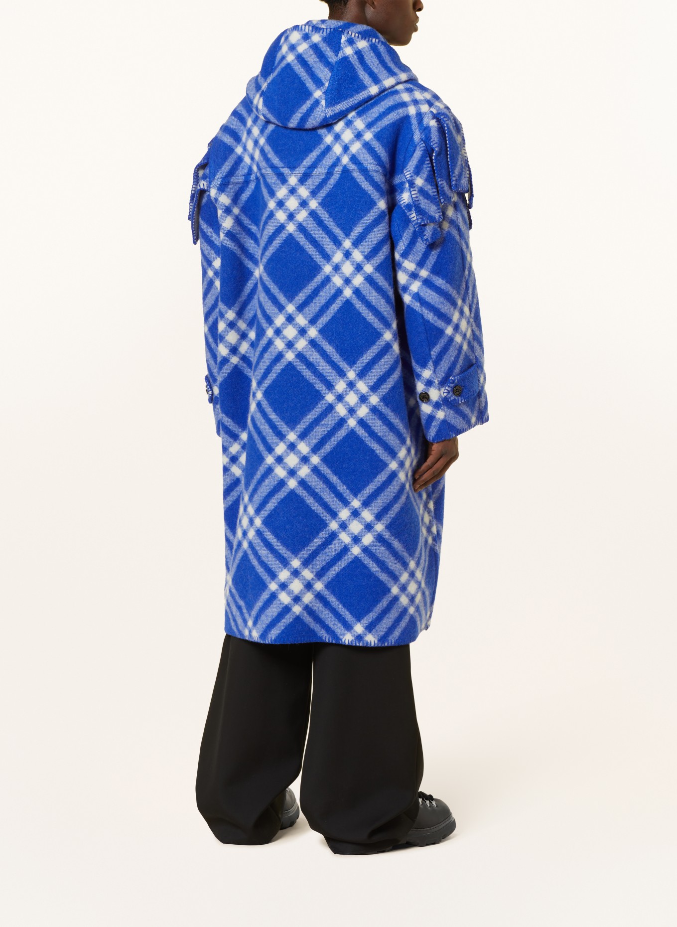 BURBERRY Oversized wool coat, Color: BLUE/ WHITE (Image 3)