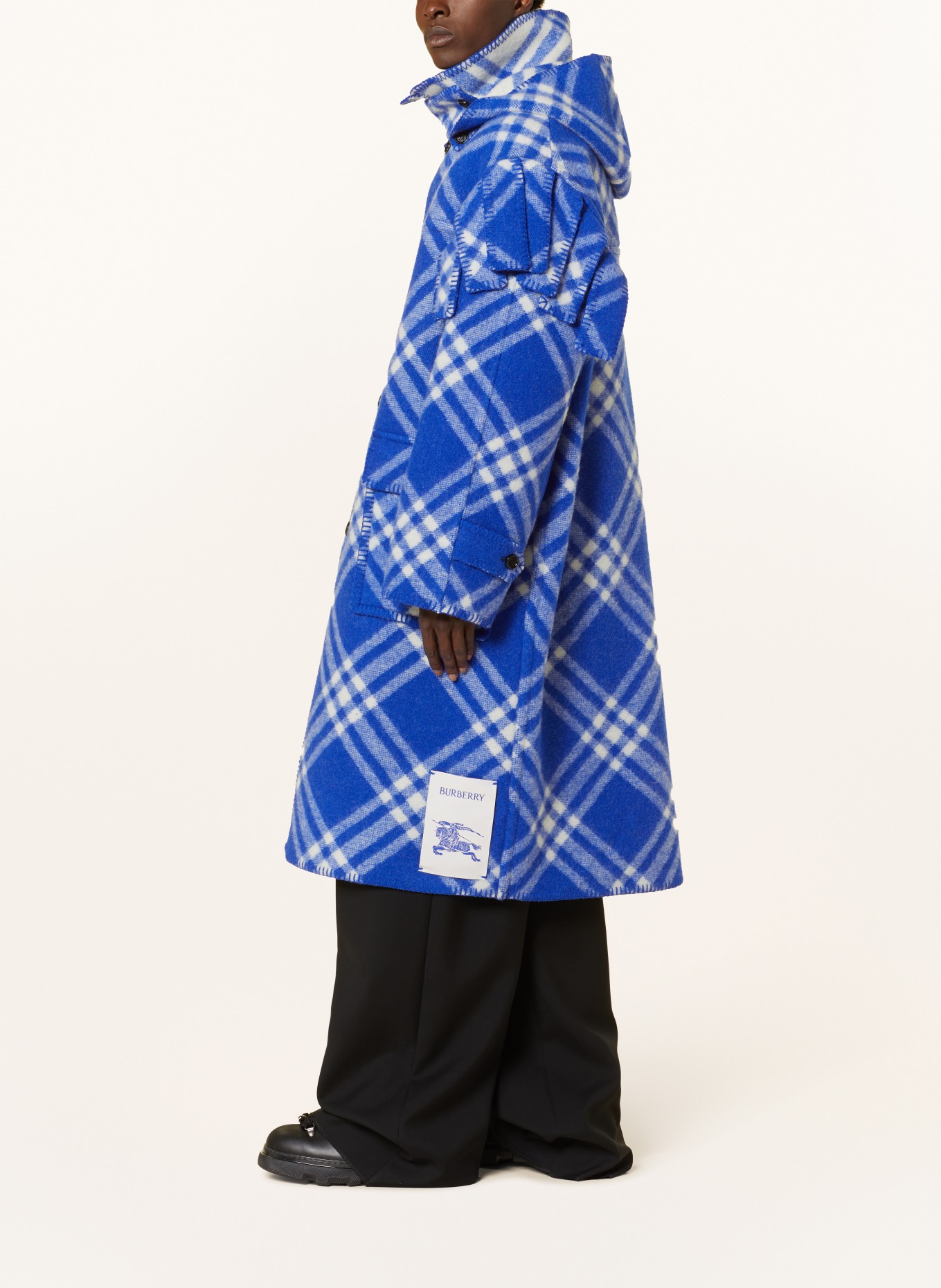 BURBERRY Oversized wool coat, Color: BLUE/ WHITE (Image 4)
