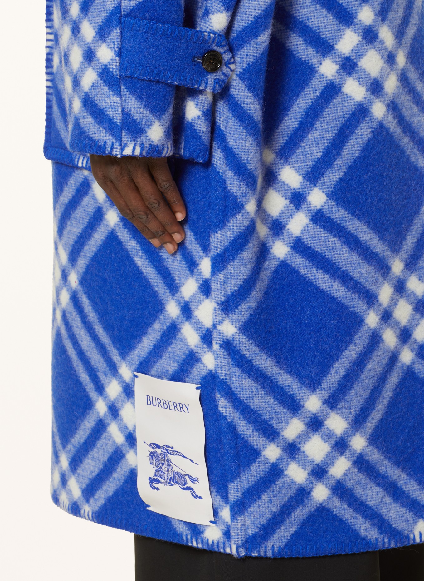 BURBERRY Oversized wool coat, Color: BLUE/ WHITE (Image 5)