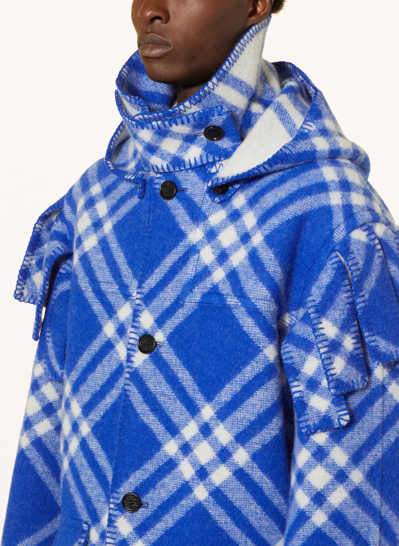 BURBERRY Oversized wool coat, Color: BLUE/ WHITE (Image 6)