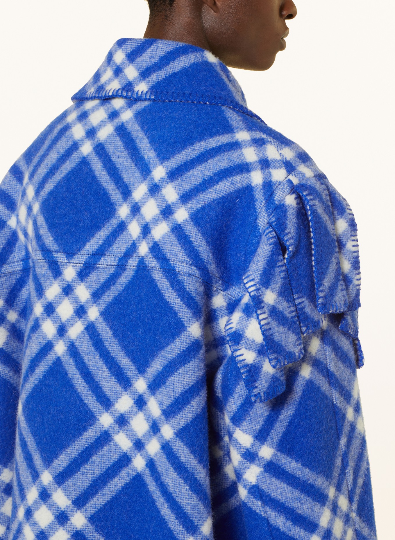 BURBERRY Oversized wool coat, Color: BLUE/ WHITE (Image 7)