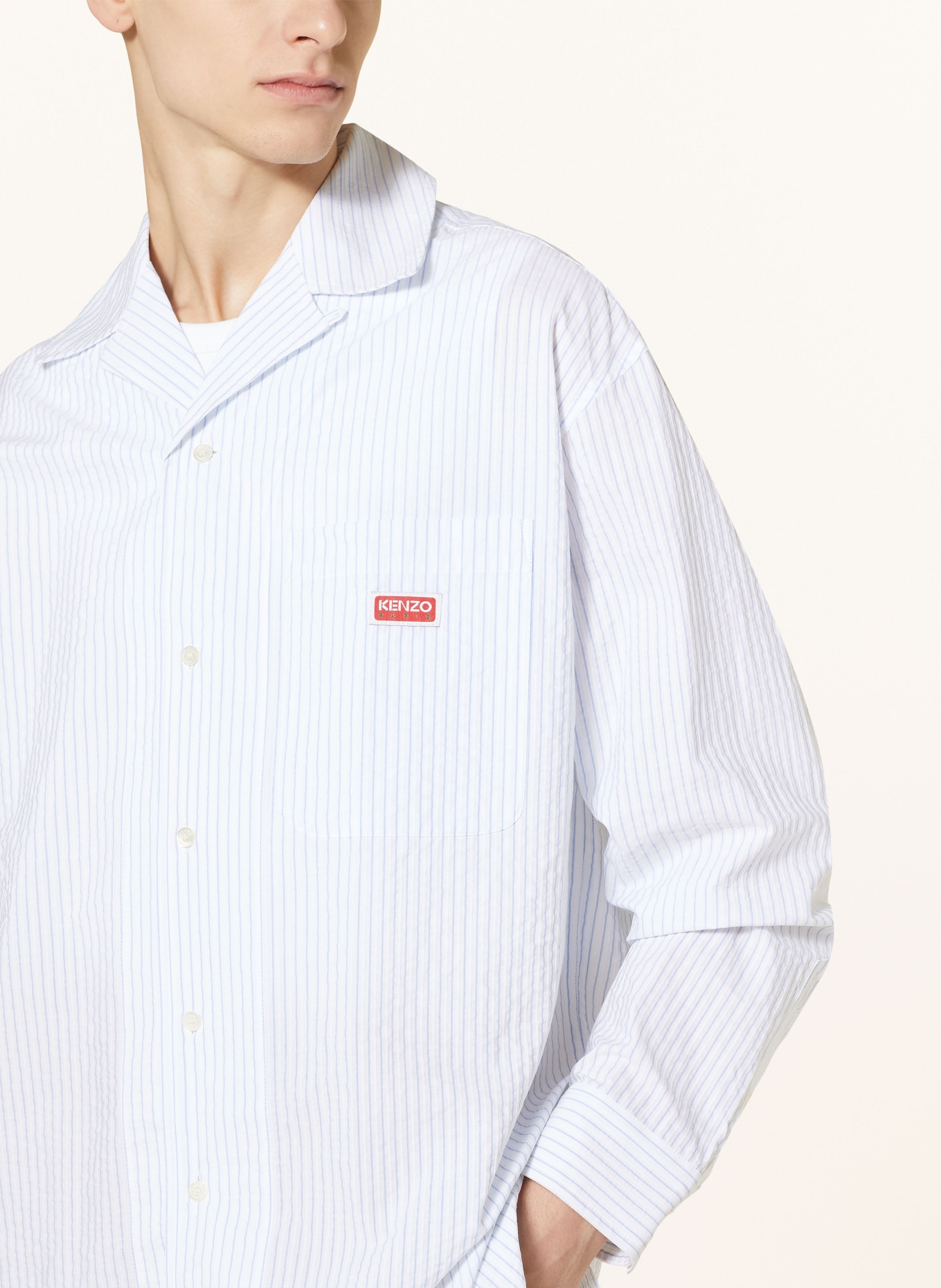 KENZO Resort shirt comfort fit, Color: WHITE/ LIGHT BLUE (Image 4)