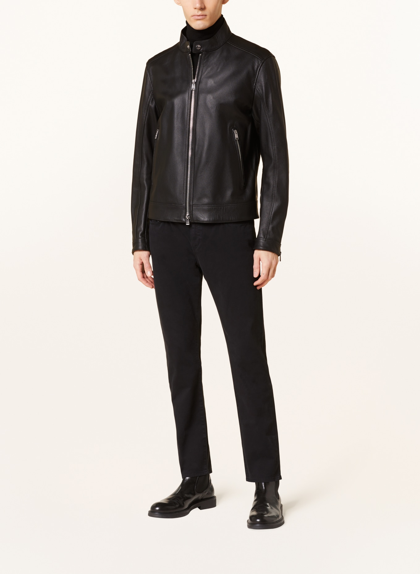 BOSS Leather jacket MANSELL, Color: BLACK (Image 2)