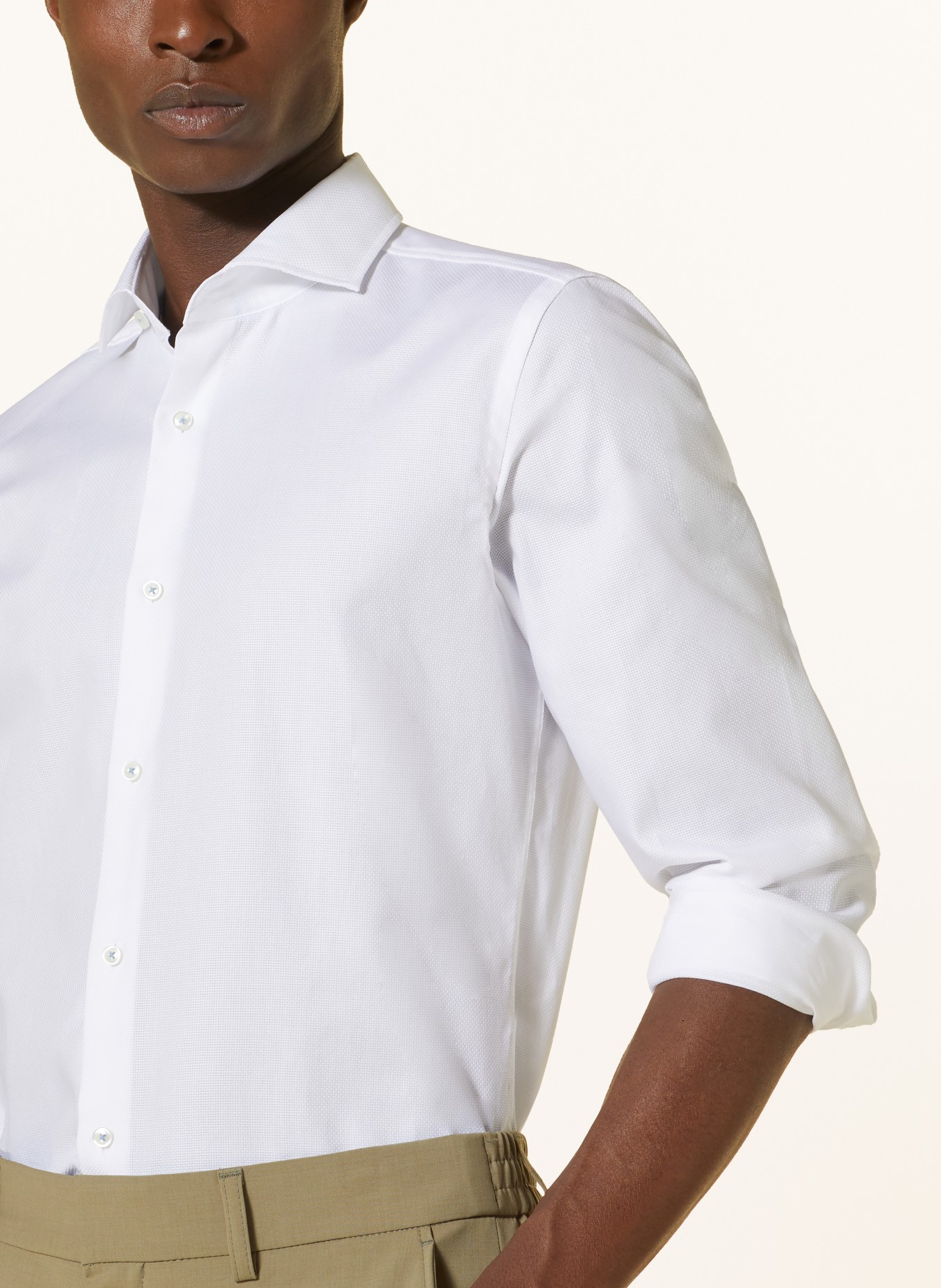 BOSS Piqué-Hemd HANK Slim Fit, Farbe: WEISS (Bild 4)