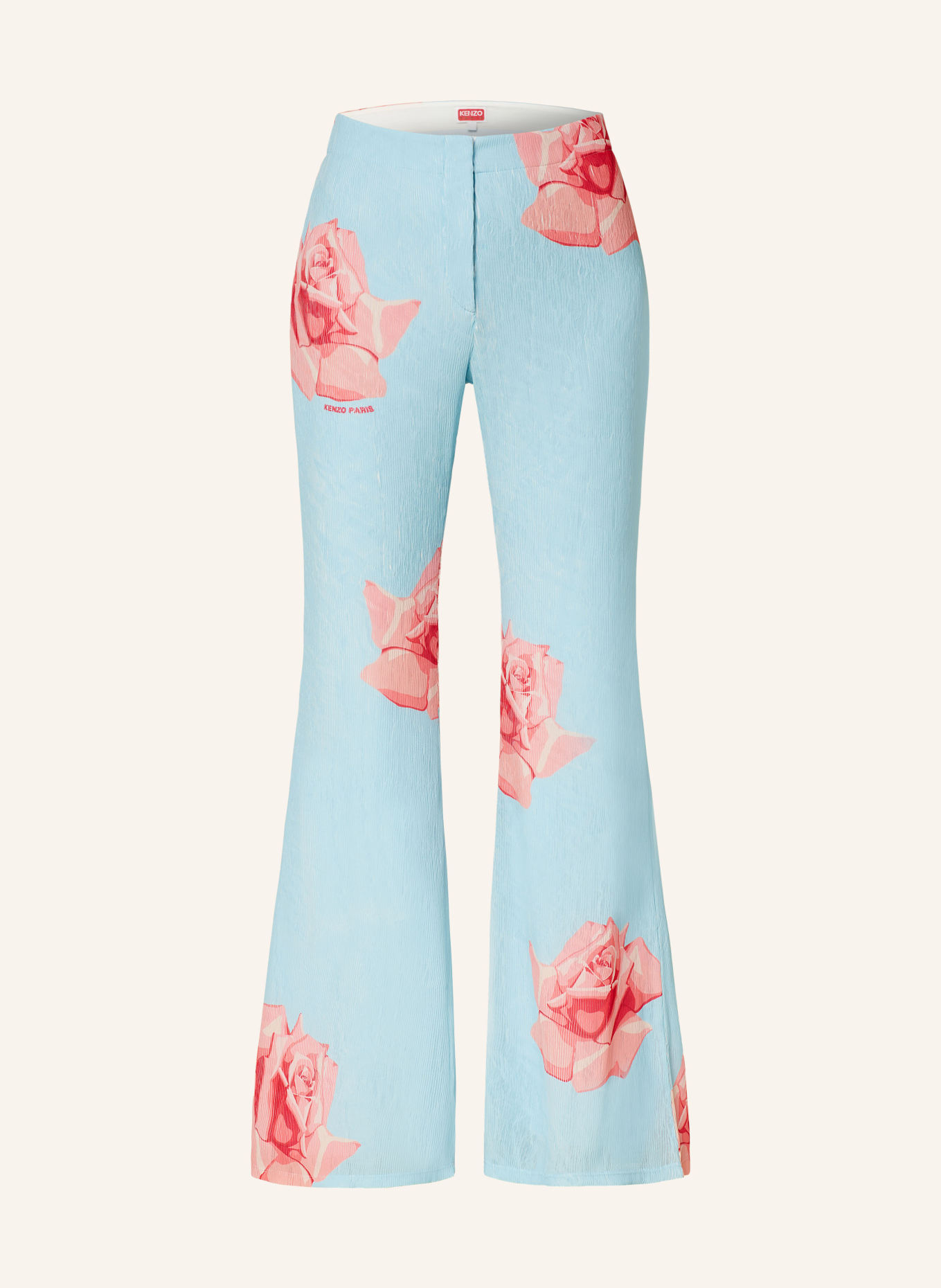 KENZO Pleated pants, Color: LIGHT BLUE/ RED/ NUDE (Image 1)