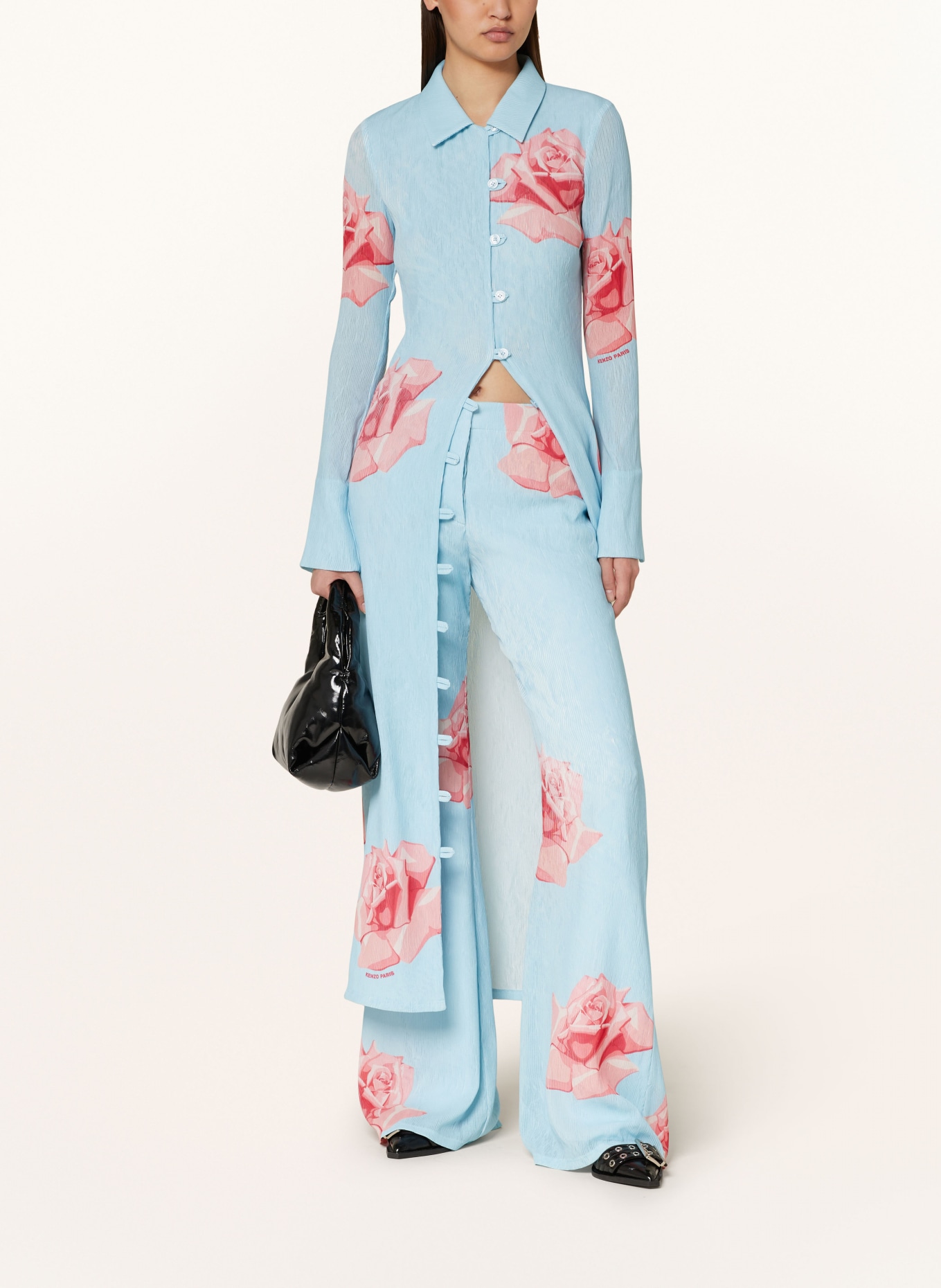 KENZO Pleated pants, Color: LIGHT BLUE/ RED/ NUDE (Image 2)