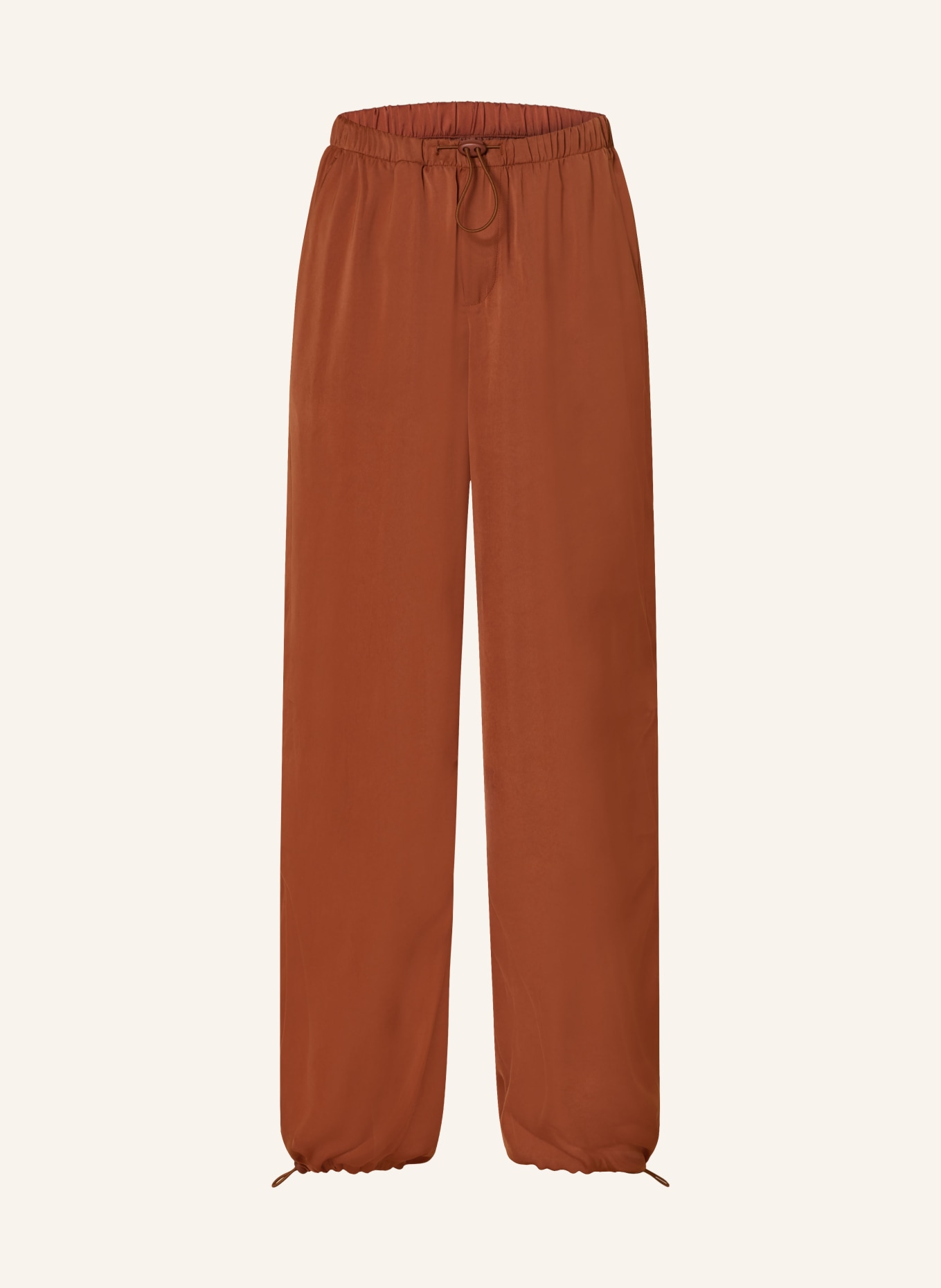 10DAYS Satin pants in jogger style, Color: BROWN (Image 1)