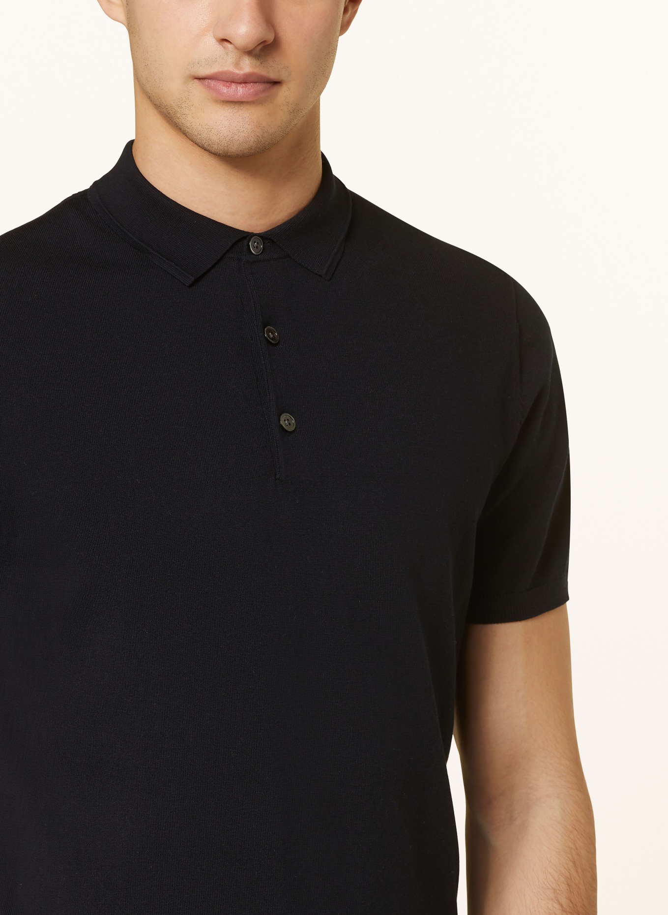 PROFUOMO Knitted polo shirt, Color: DARK BLUE (Image 4)