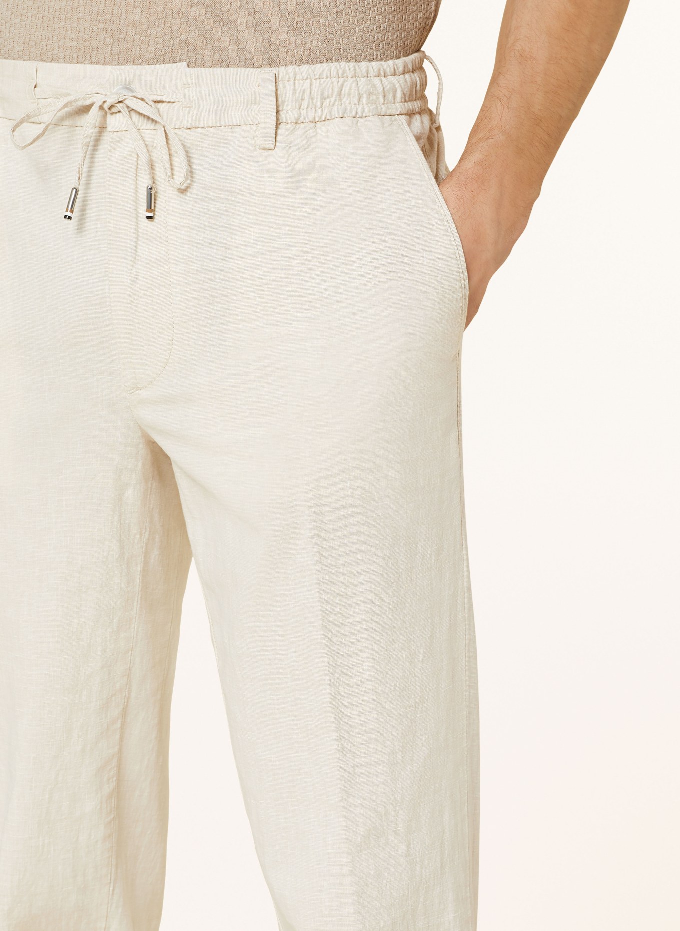 BOSS Trousers KANE regular tapered fit with linen, Color: BEIGE (Image 4)