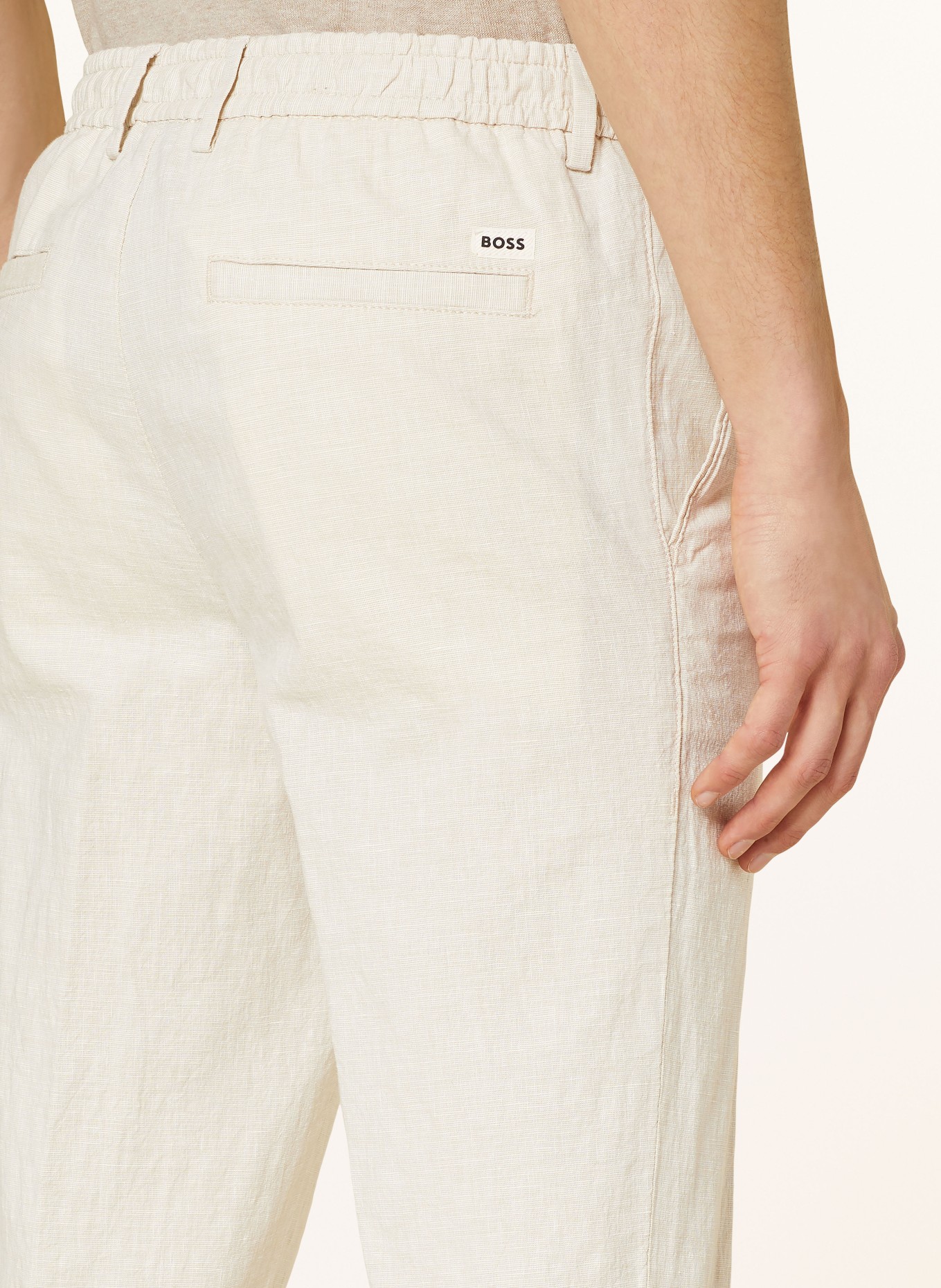 BOSS Trousers KANE regular tapered fit with linen, Color: BEIGE (Image 5)