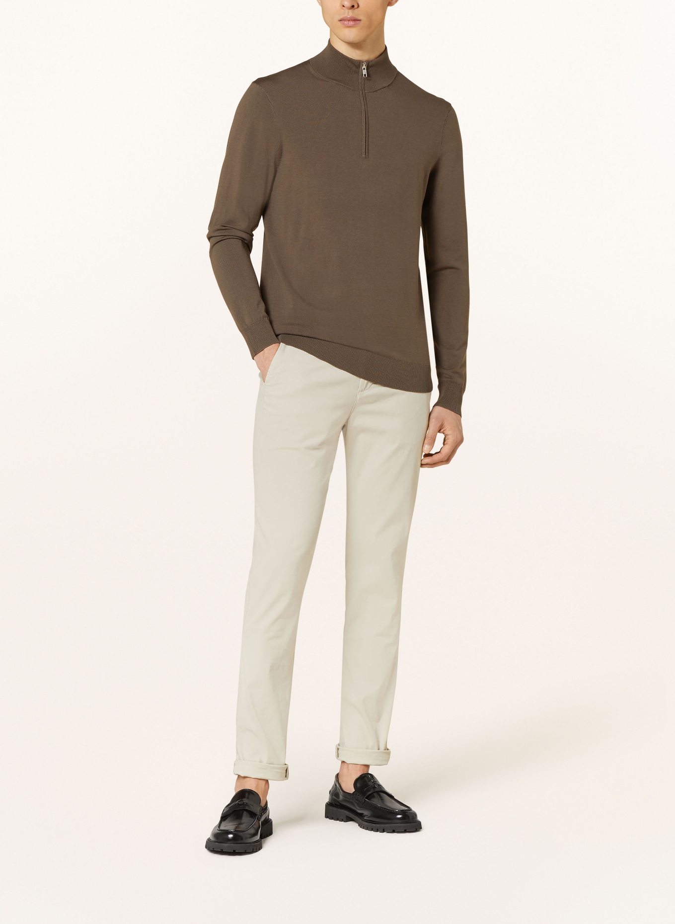 PROFUOMO Half-zip sweater, Color: BROWN (Image 2)