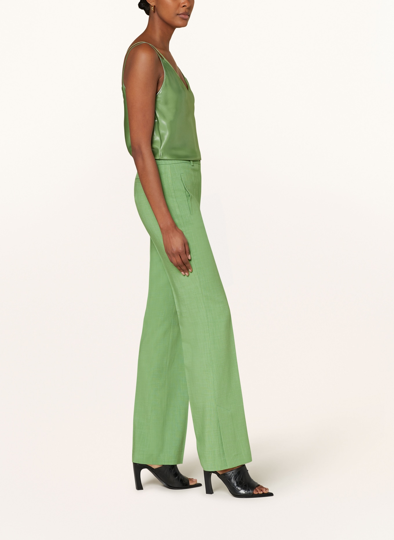 BOSS Wide leg trousers TERELA, Color: LIGHT GREEN (Image 4)