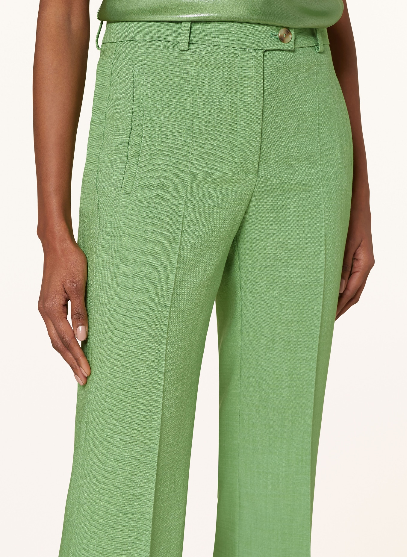 BOSS Wide leg trousers TERELA, Color: LIGHT GREEN (Image 5)