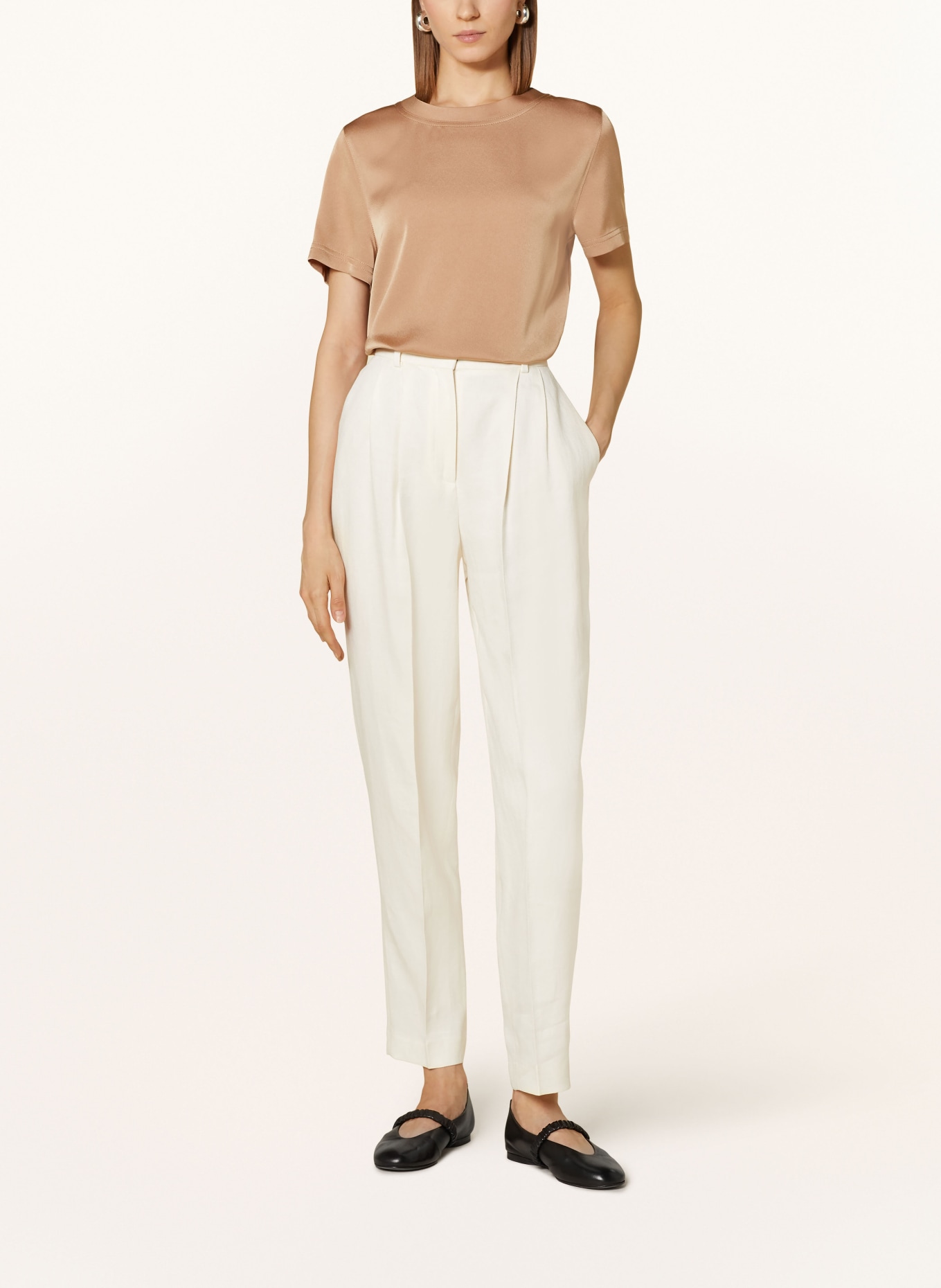 BOSS Trousers TEFIKE with linen, Color: ECRU (Image 2)