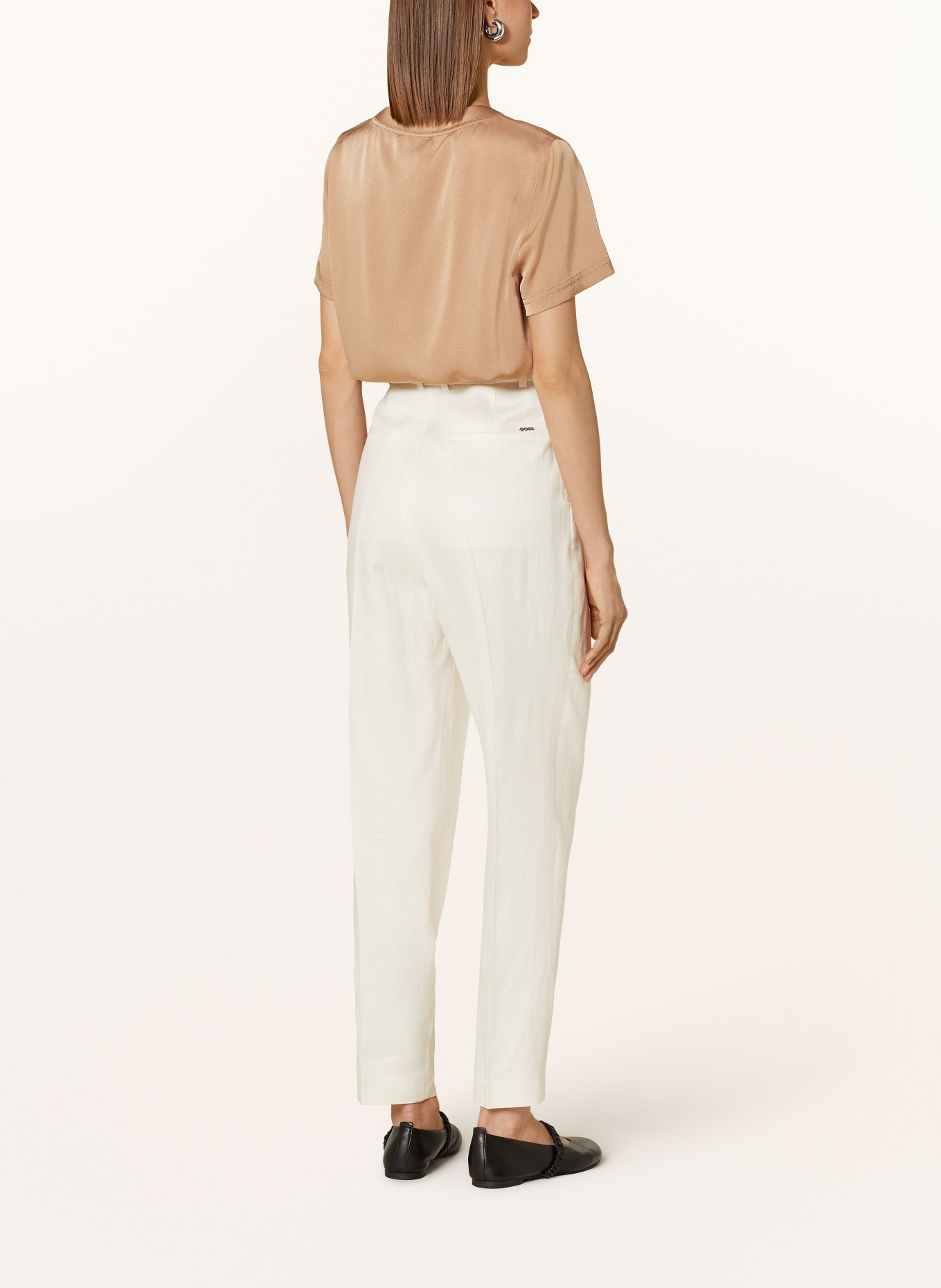 BOSS Trousers TEFIKE with linen, Color: ECRU (Image 3)