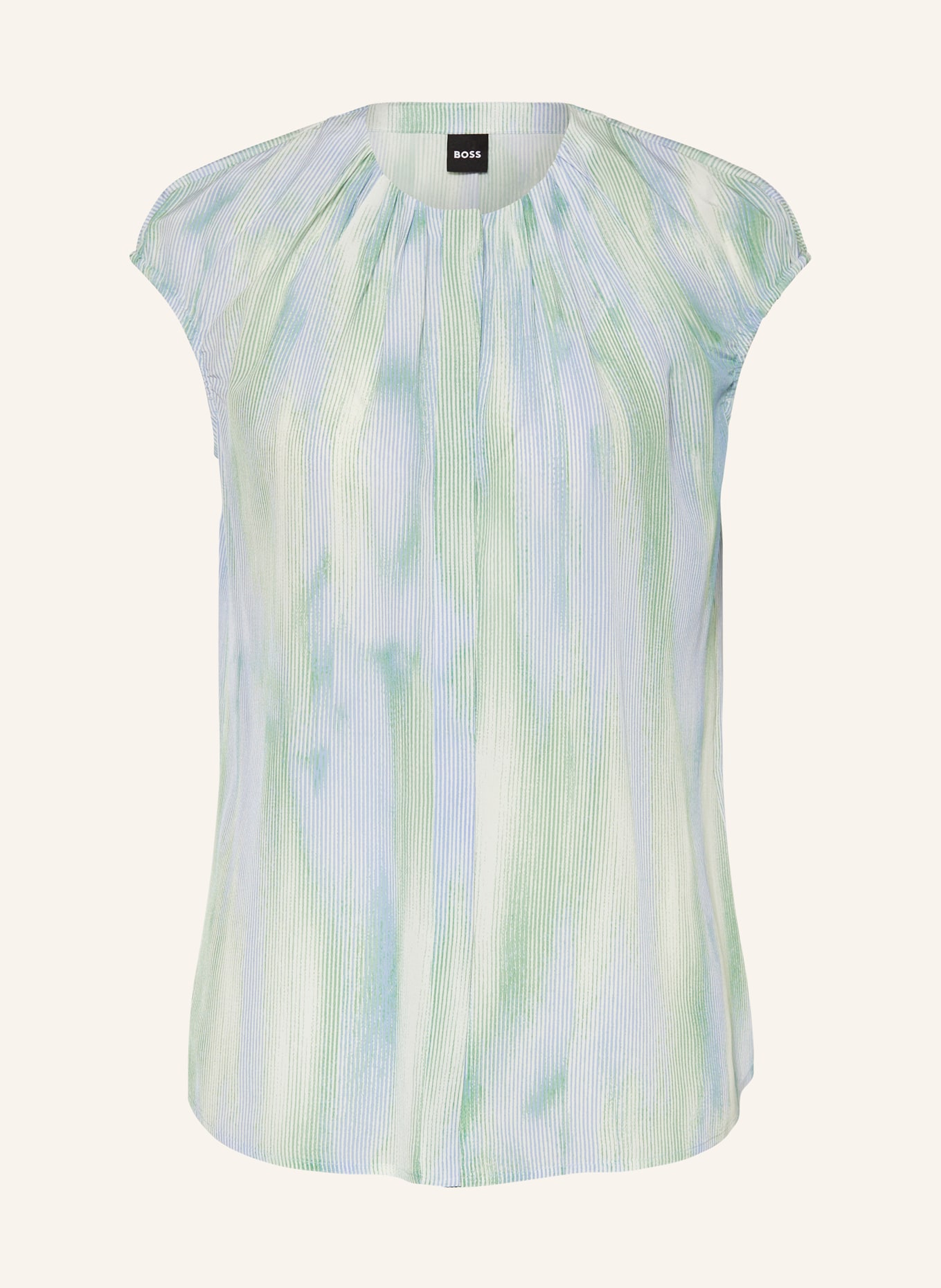 BOSS Blouse top BERIKA in silk, Color: LIGHT BLUE/ LIGHT GREEN (Image 1)