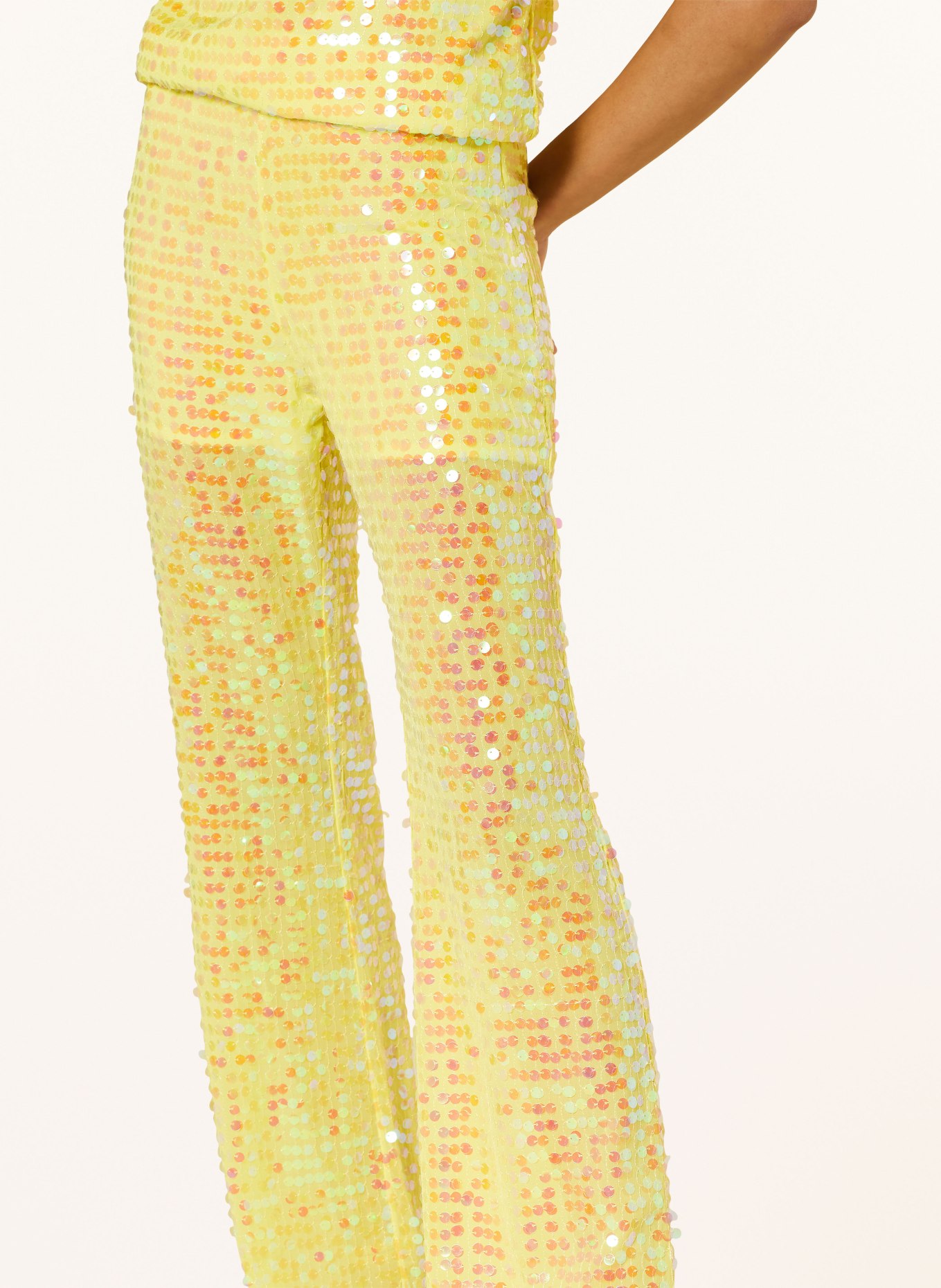 HUGO Bootcut trousers HALINARA with sequins, Color: YELLOW (Image 5)