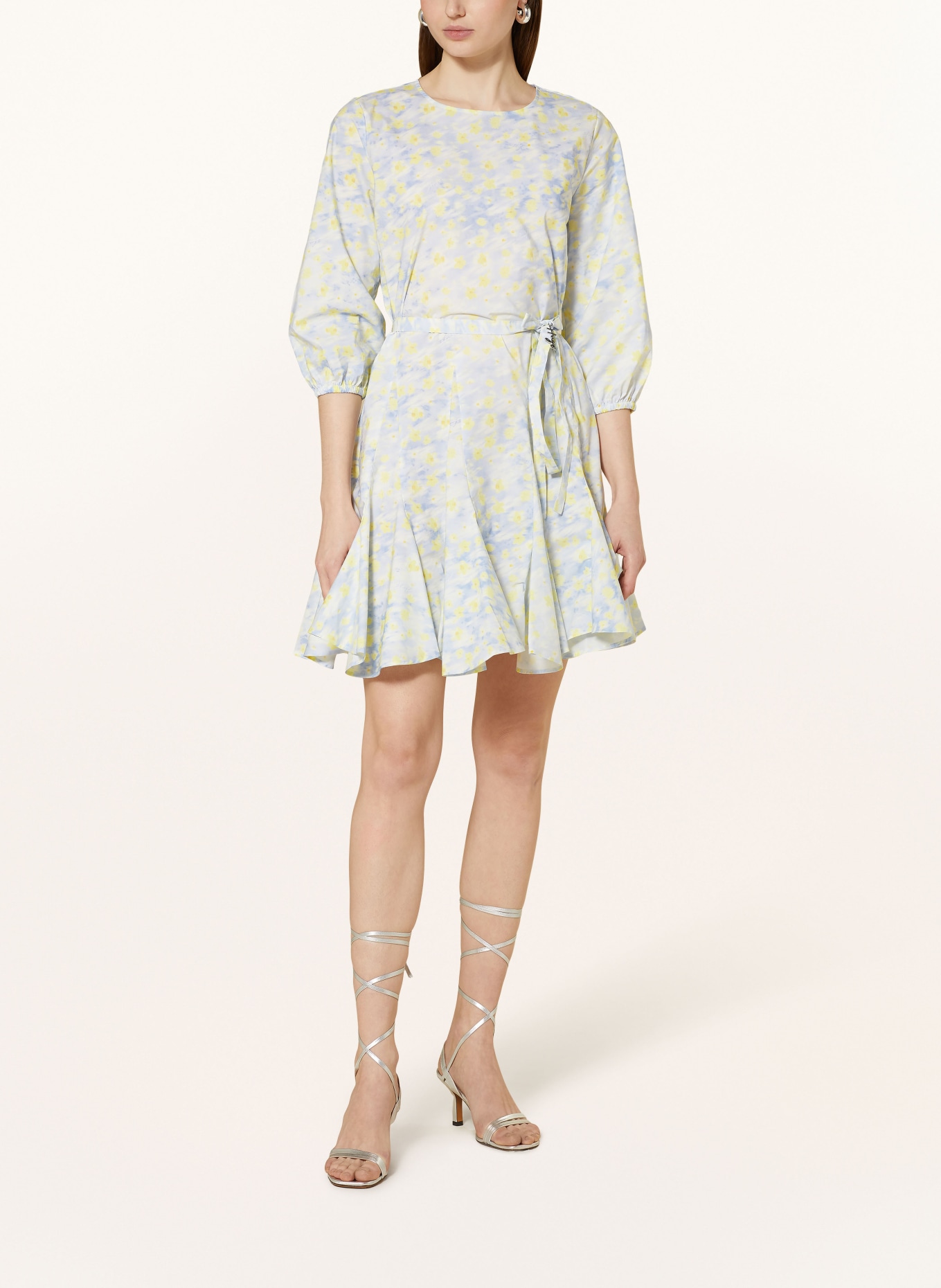 HUGO Dress KAROMALLA with 3/4 sleeves, Color: NEON YELLOW/ LIGHT BLUE/ CREAM (Image 2)