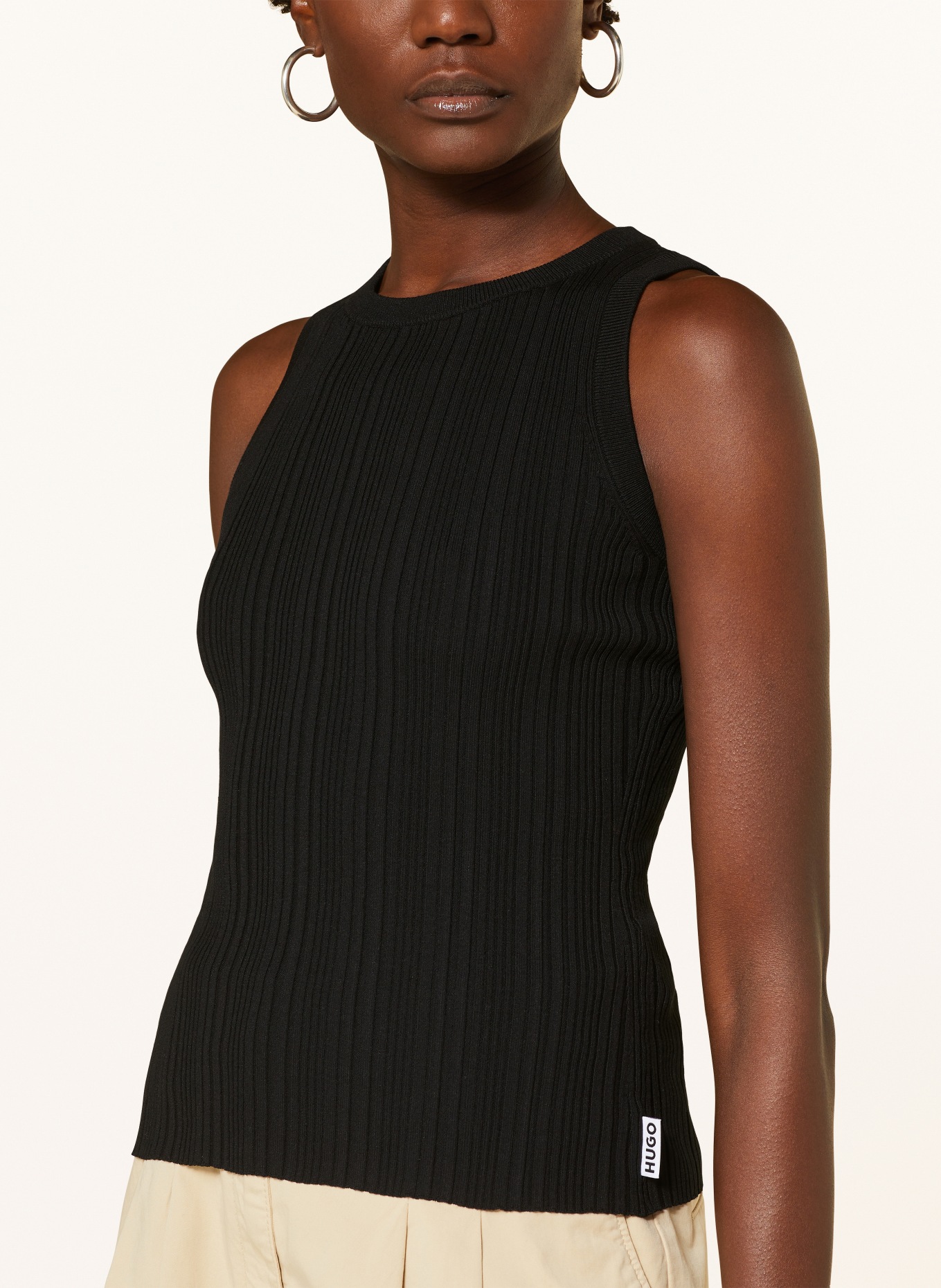 HUGO Pletený top SAREPLE: ČERNÁ