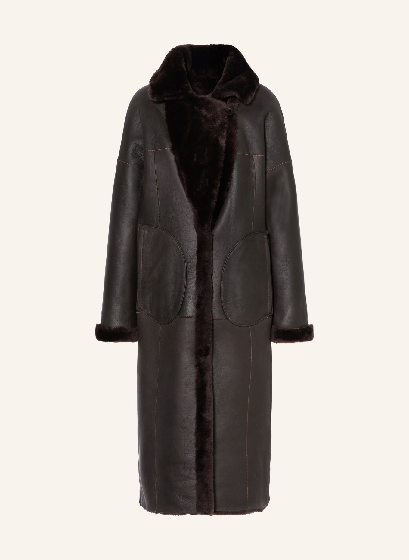 MRS & HUGS Reversible lambskin coat, Color: DARK BROWN (Image 1)