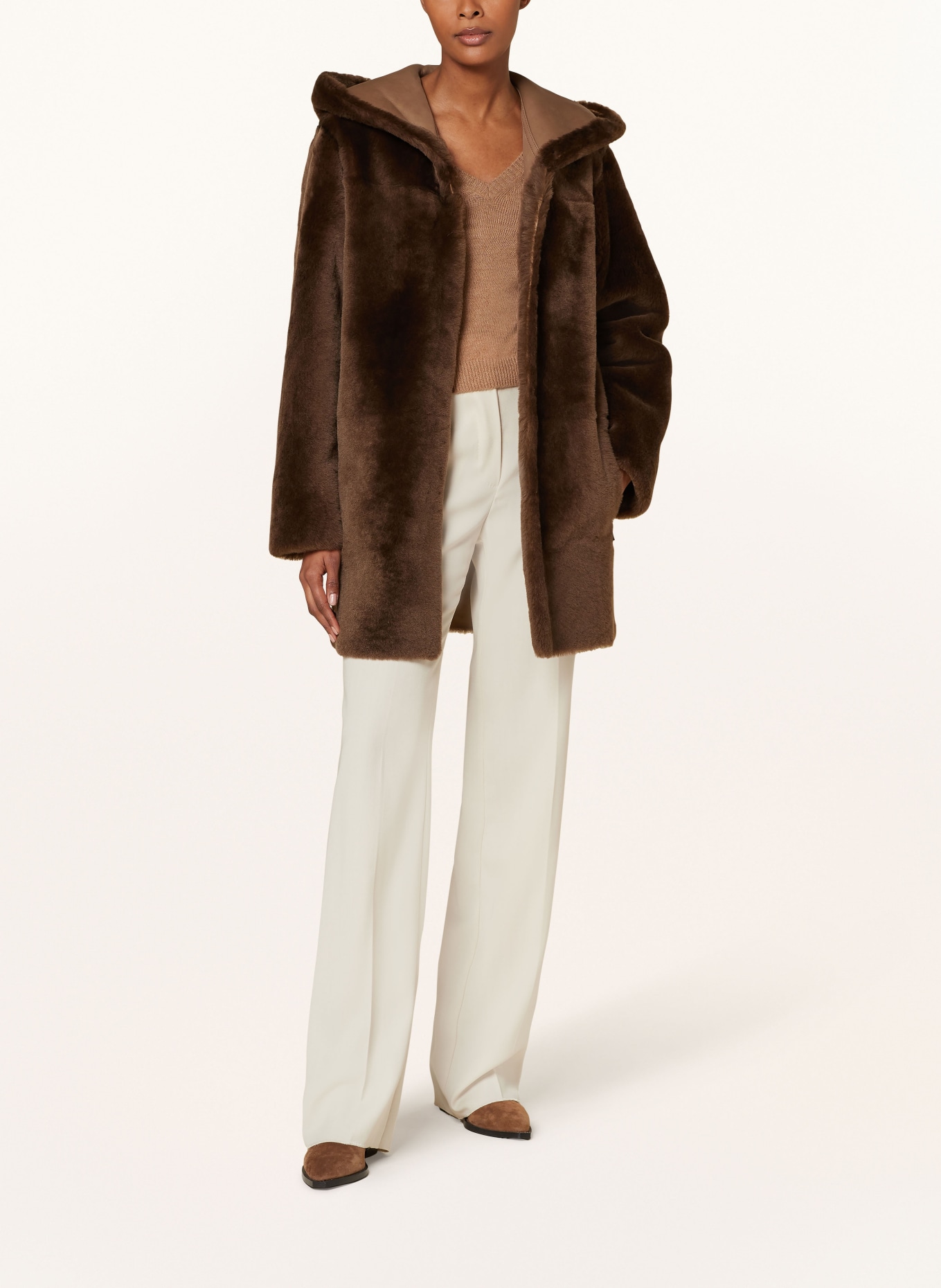 MRS & HUGS Reversible lambskin coat, Color: BROWN (Image 2)