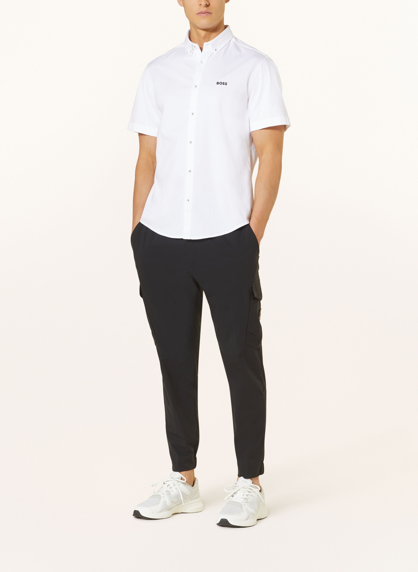 BOSS Short sleeve shirt MOTION regular fit in jersey, Color: WHITE (Image 2)