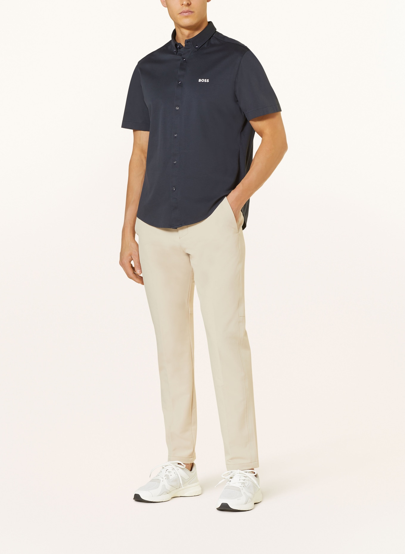 BOSS Kurzarm-Hemd MOTION Regular Fit aus Jersey, Farbe: DUNKELBLAU (Bild 2)