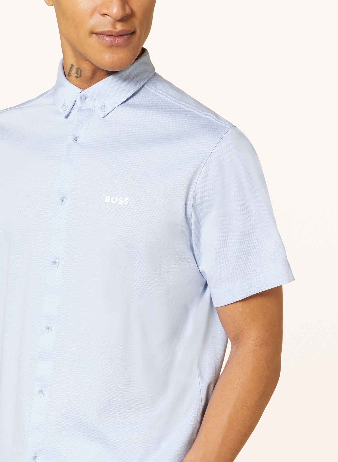 BOSS Kurzarm-Hemd MOTION Regular Fit aus Jersey, Farbe: HELLBLAU (Bild 4)
