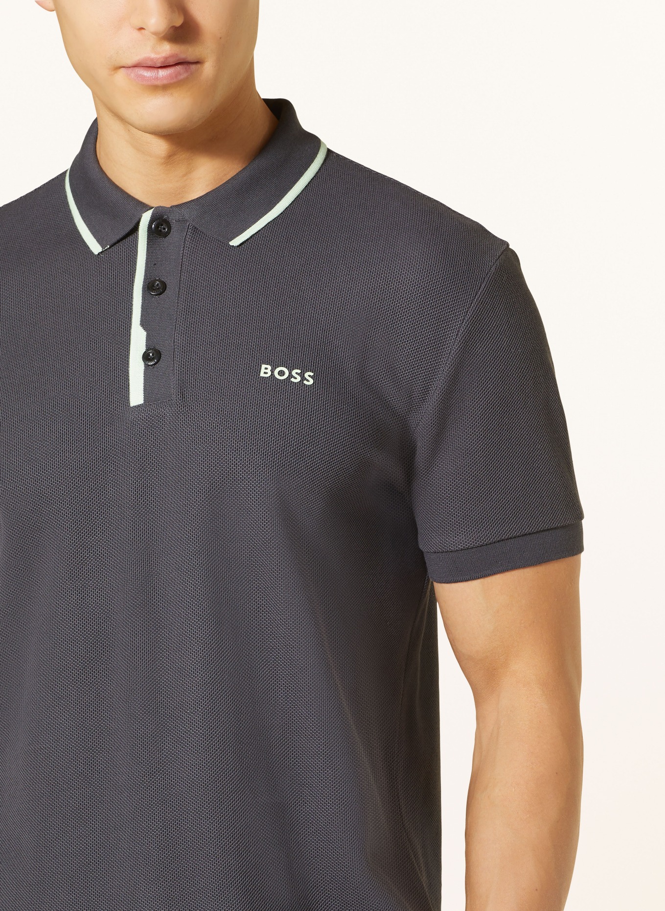 BOSS Piqué-Poloshirt PADDY Regular Fit, Farbe: DUNKELGRAU (Bild 4)