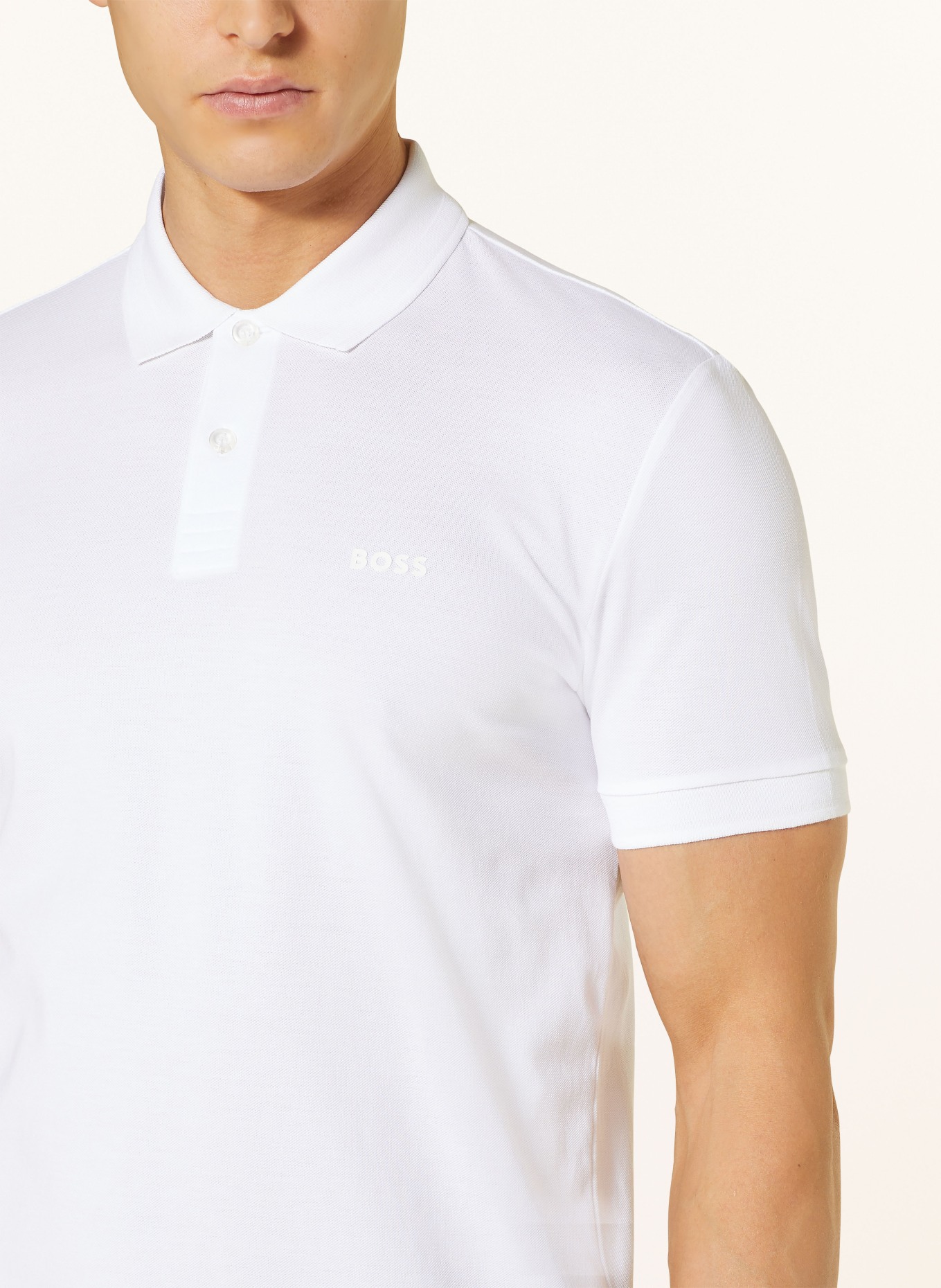 BOSS Piqué-Poloshirt PIO Regular Fit, Farbe: WEISS (Bild 4)