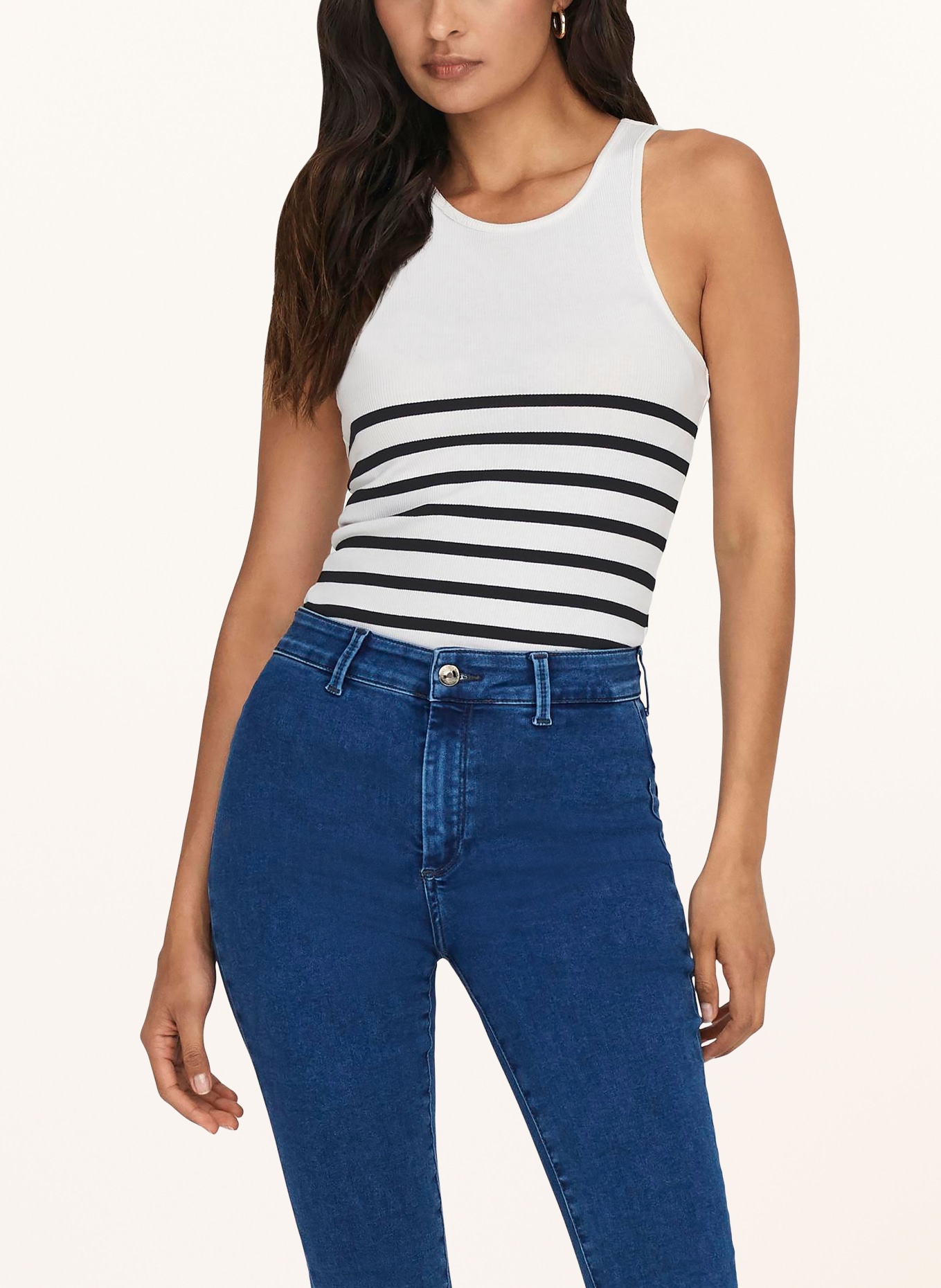 ONLY Top, Color: WHITE/ DARK BLUE (Image 2)