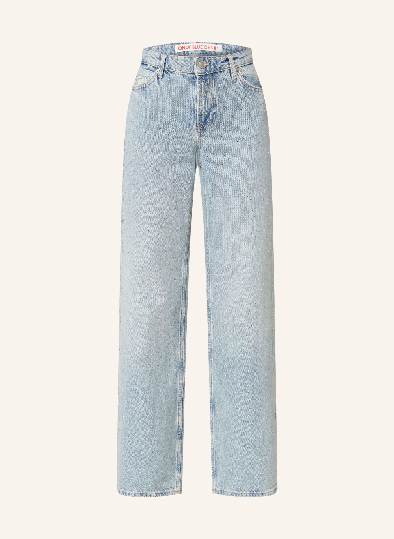 ONLY Straight Jeans mit Schmucksteinen, Farbe: LIGHT BLUE DENIM (Bild 1)
