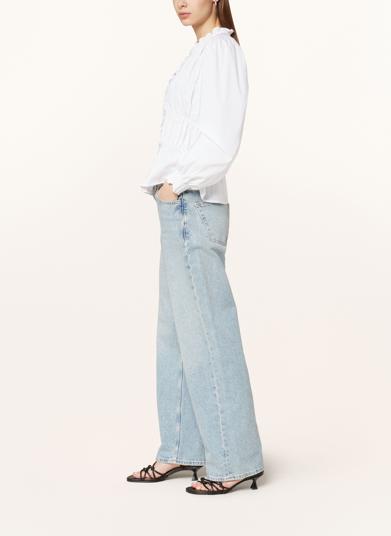 ONLY Straight Jeans mit Schmucksteinen, Farbe: LIGHT BLUE DENIM (Bild 4)