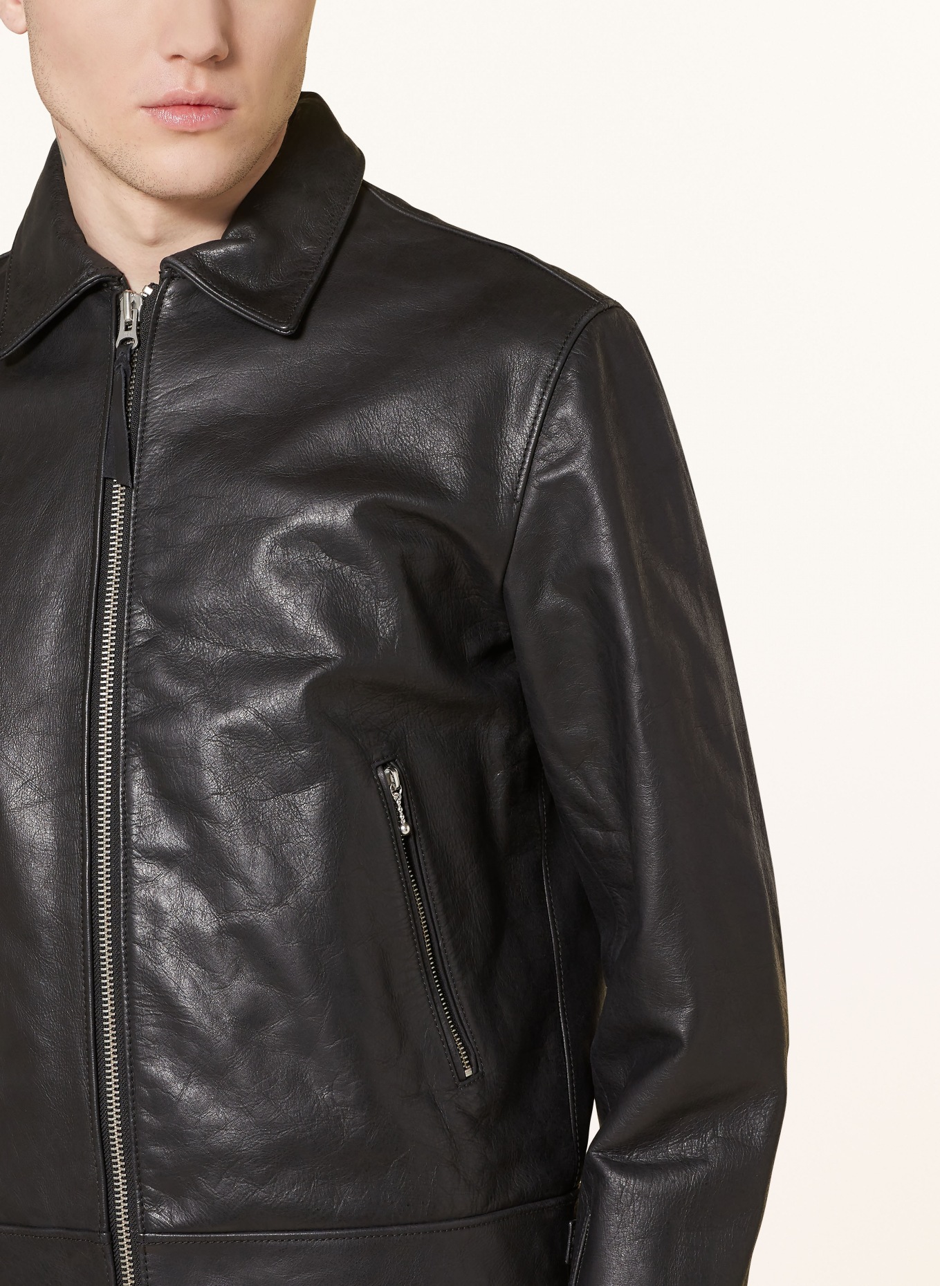 Nudie Jeans Leather jacket EDDY RIDER, Color: BLACK (Image 4)