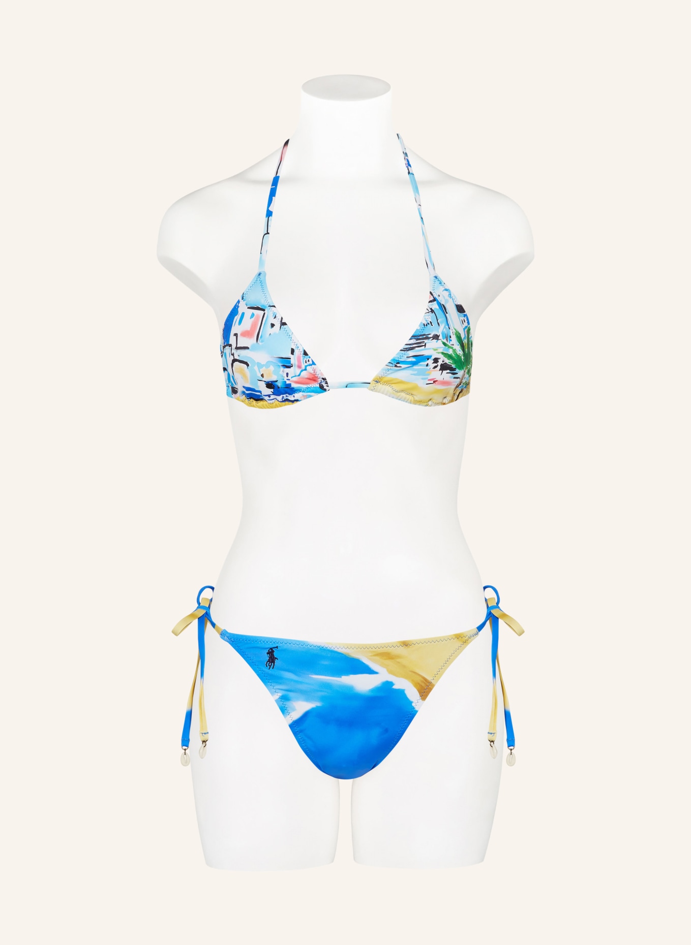 POLO RALPH LAUREN Triangle bikini bottoms RIVIERA SCENIC, Color: BLUE/ YELLOW/ WHITE (Image 2)